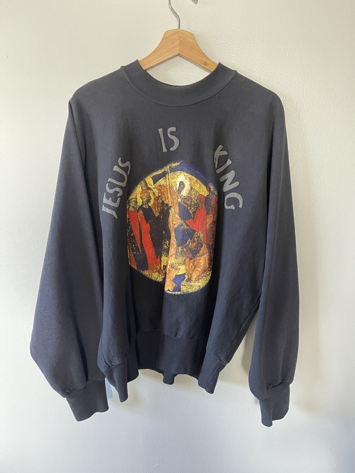 KANYE WESTJESUS 大きかっ IS KING NEW YORK CREWNECK Iカニエウエスト ジーザスイズキング ニューヨーク  スエット