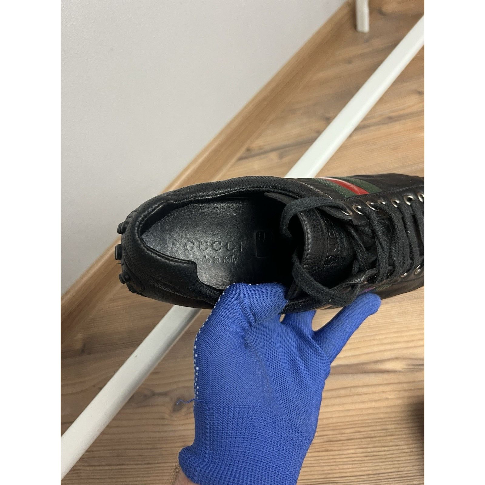 Gucci Gucci Driver Lace Up Men`s Black Leather Sneakers Size 8.5 Size US 8.5 / EU 41-42 - 9 Thumbnail