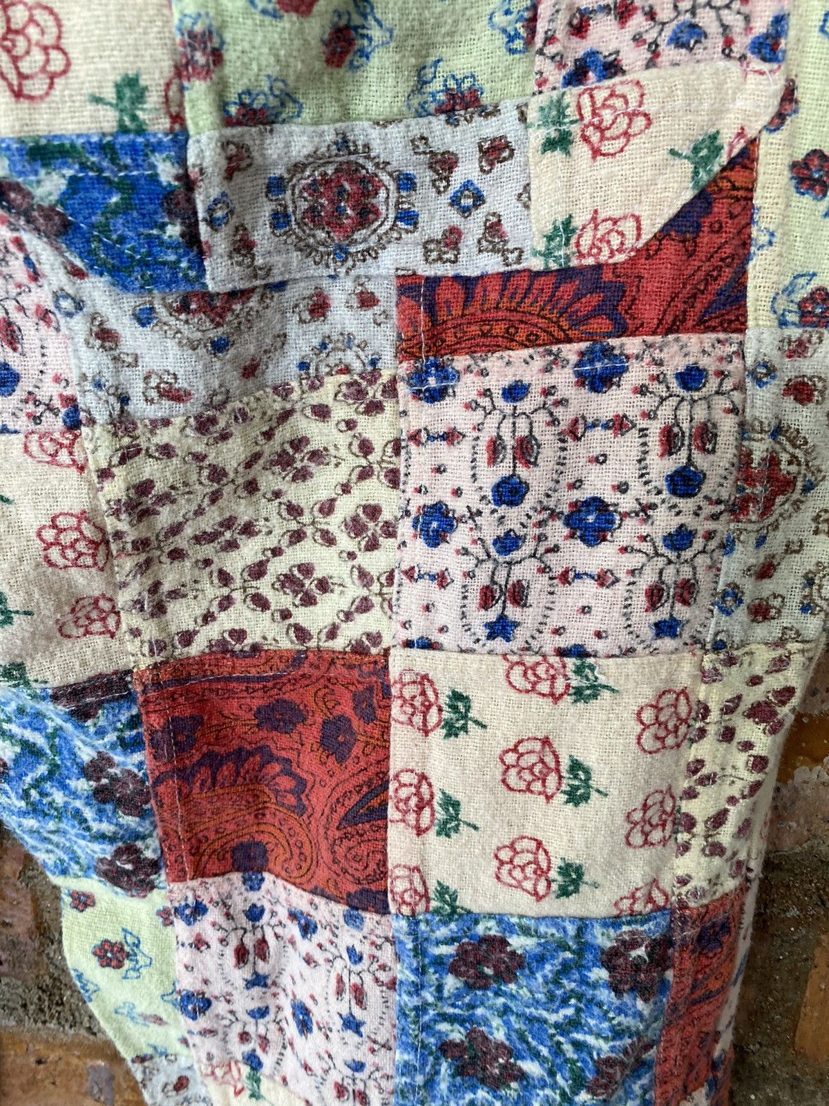 Super Lovers 1990s MU CHA CHA Japan Patchwork Flare bush Pants Size US 31 - 19 Thumbnail