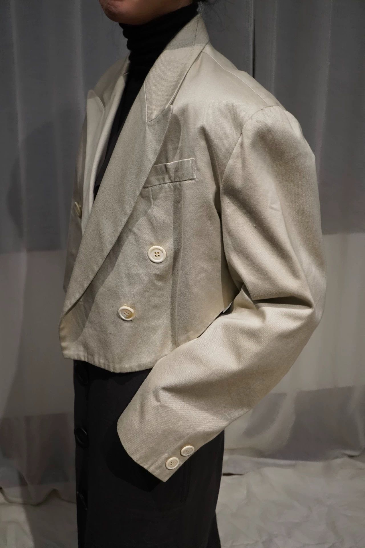 Yohji Yamamoto YOHJI YAMAMOTO 1991 Eggshell Gray Oversized Short Jacket Size ONE SIZE - 6 Thumbnail