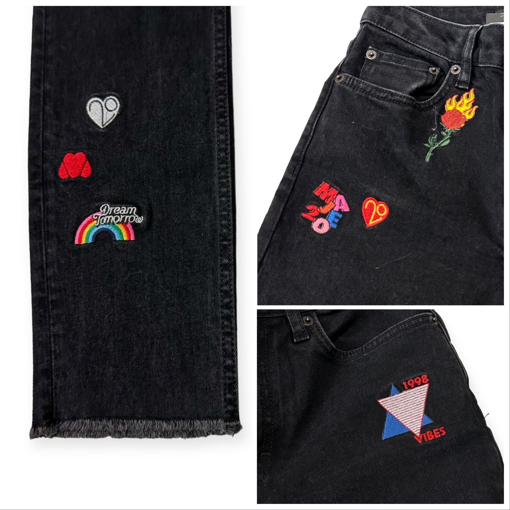 Maje Maje Straight Jeans with Patch, Gray, Size 34 EU, NWT Size 25" / US 0 / IT 36 - 10 Thumbnail