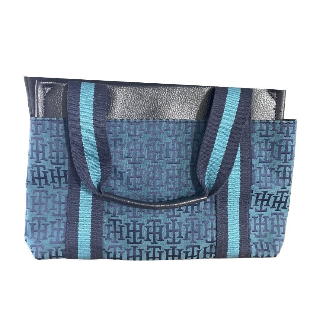 Tommy Hilfiger Monogram Canvas Mini Tote Bag Vintage Y2K Classic Nautical Size ONE SIZE - 2 Thumbnail