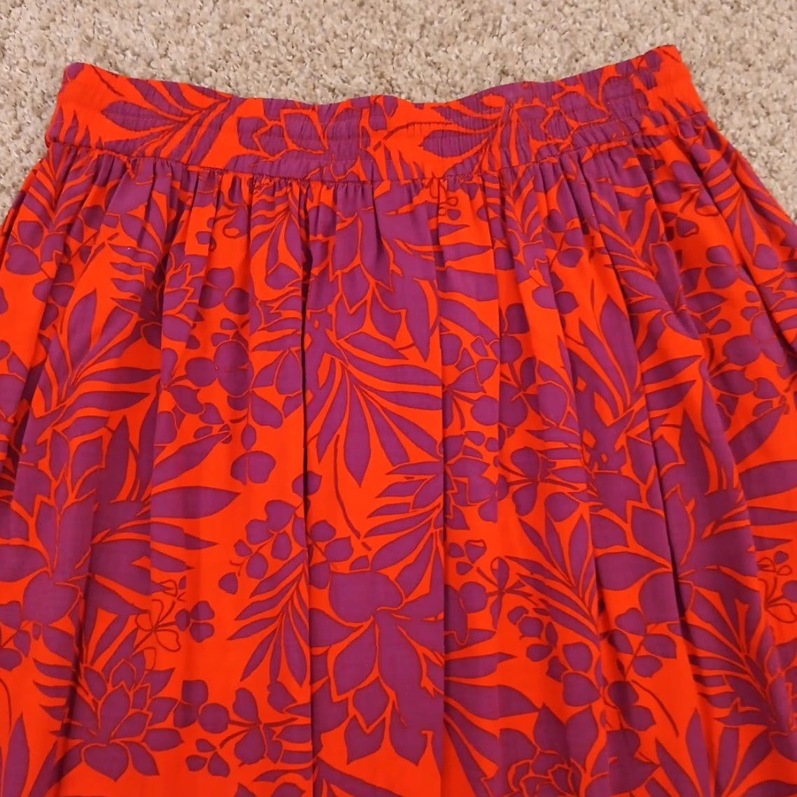 Old Navy Old Navy Skirt Womens S Red Midi A-Line Pleated Floral Rayon Drawstring Reset: Hand Wash Only Size 28" / US 6 / IT 42 - 6 Thumbnail