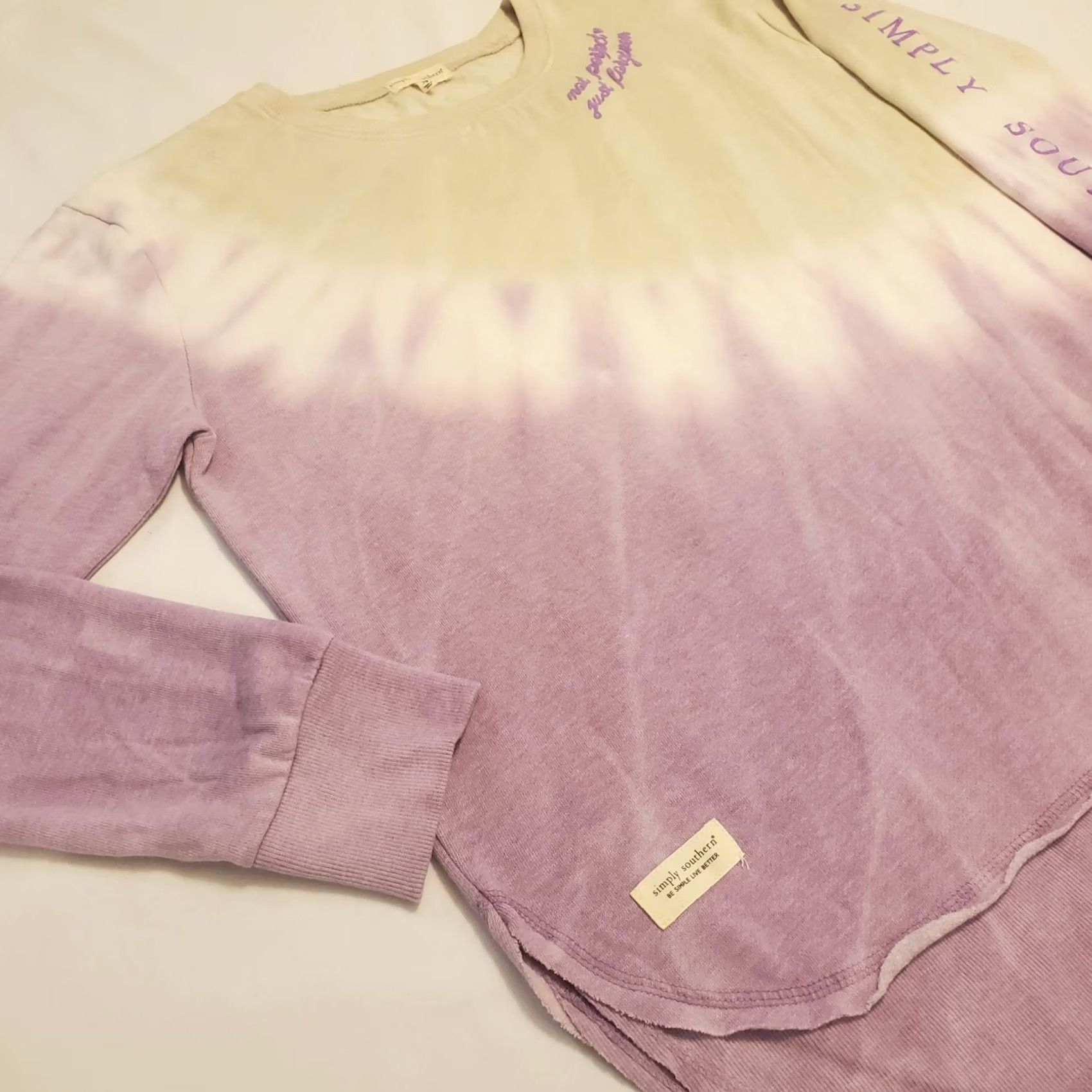Logo 7 Simply Southern Classic Logo Sweatshirt Medium White Purple Crew Long Sleeve Size M / US 6-8 / IT 42-44 - 2 Thumbnail