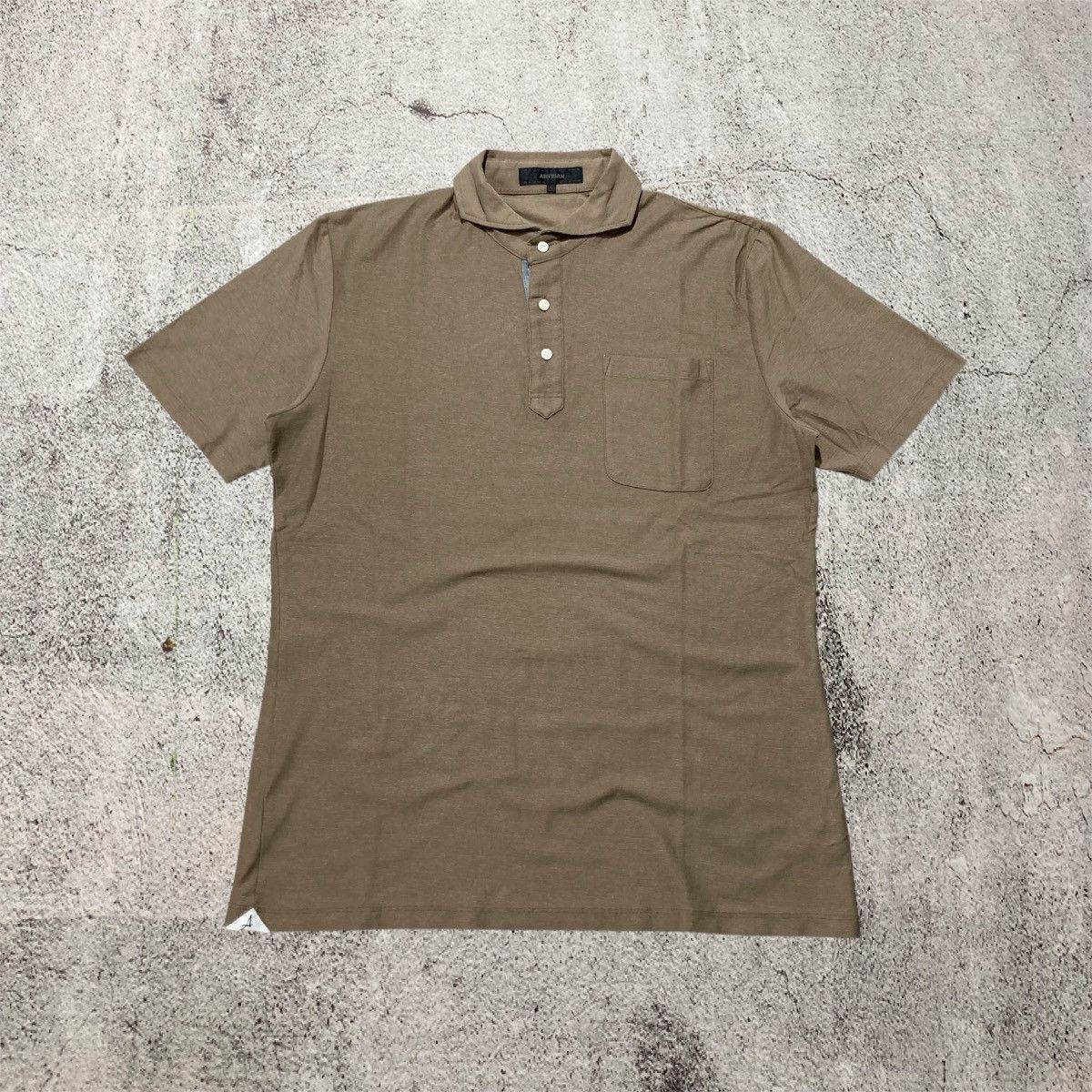Japanese Brand 2000s Artisan Pocket Polo Tshirt Brown Designer Size US L / EU 52-54 / 3 - 1 Thumbnail