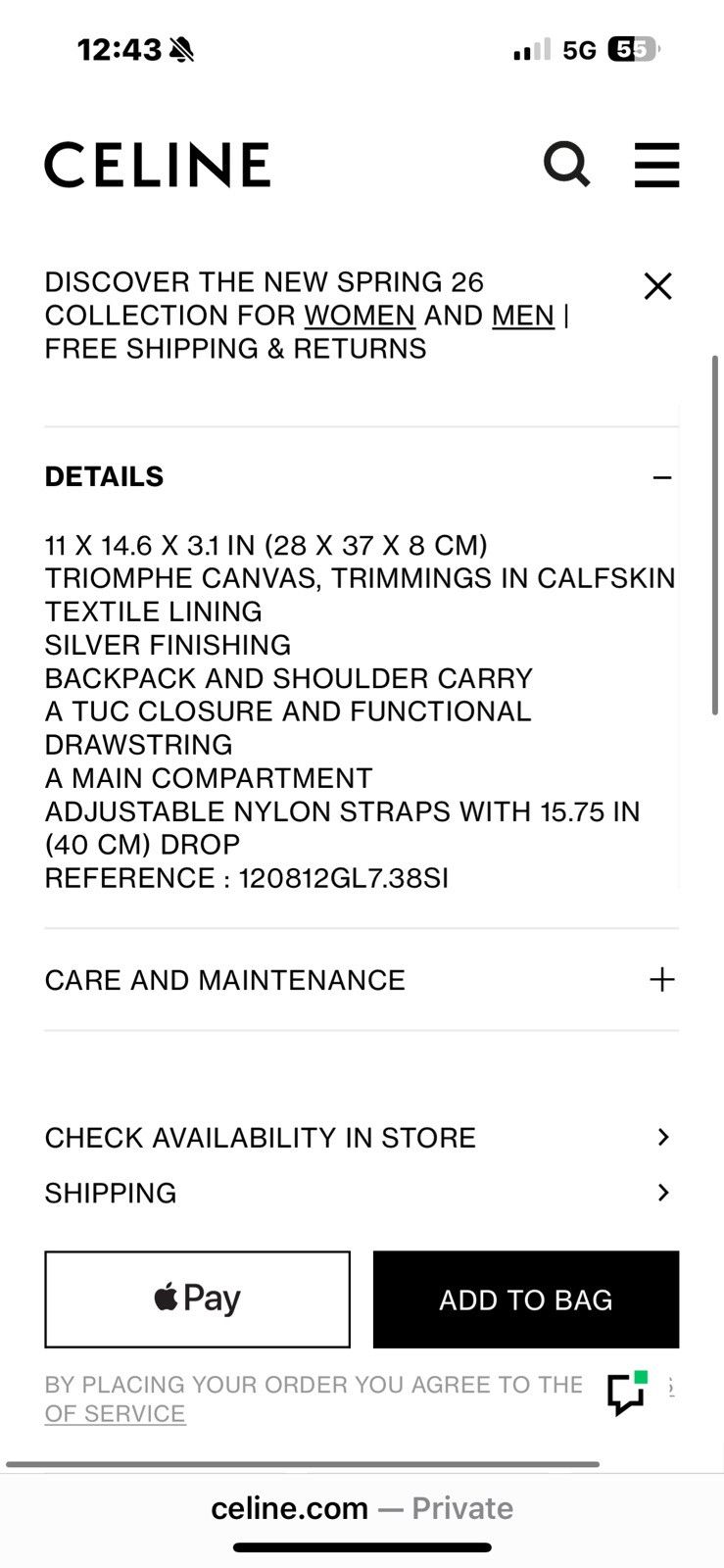 Celine Celine backpack in canvas and calfskin NEW Size ONE SIZE - 7 Thumbnail