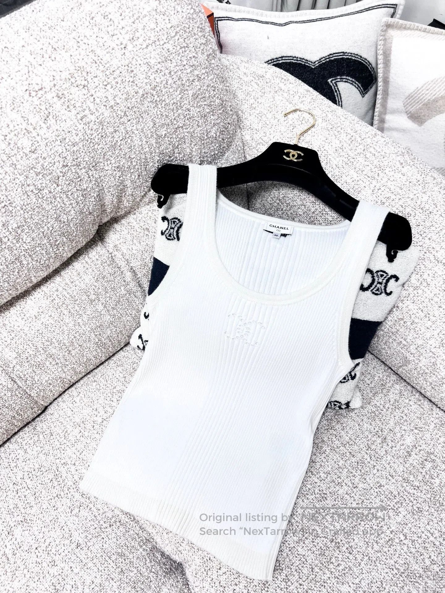 Chanel Chanel 25C White Knit Sleeveless Top. Size US L / EU 52-54 / 3 - 2 Thumbnail