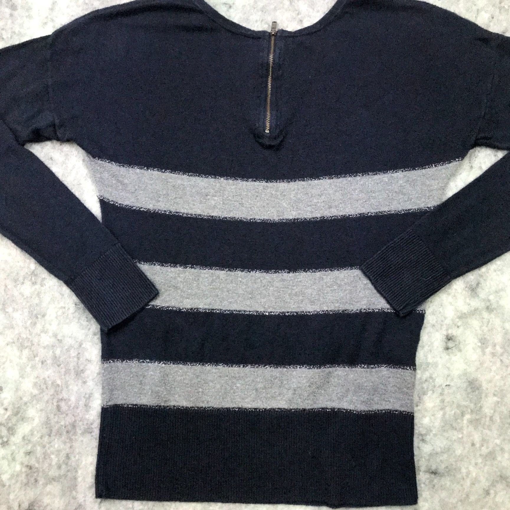 Loft VINTAGE loft womens sweater XS blue knit top lightweight zipper v-neck Size XS / US 0-2 / IT 36-38 - 7 Thumbnail