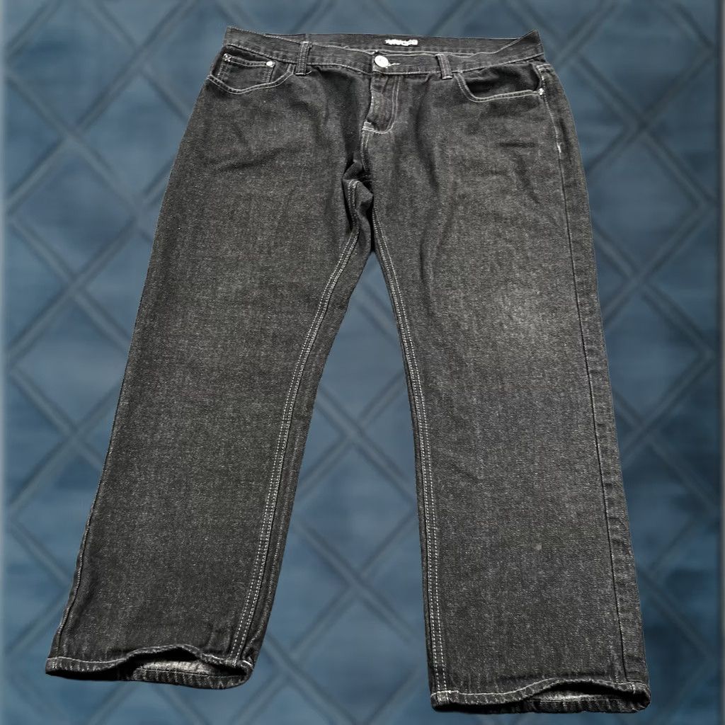 Mecca Jeans Mens 42x32 Black Straight Baggy Loose Dark Denim Hip Hop Y2K Skater, Men's