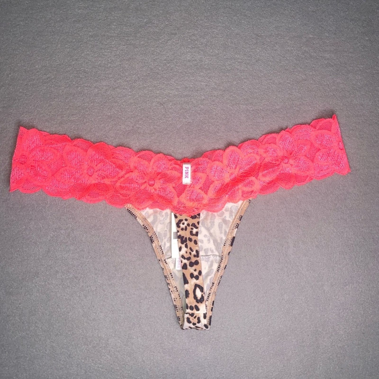 Victoria's Secret Victoria’s Secret’s Leopard Hot Neon Lace Thong NEW M Size ONE SIZE - 5 Thumbnail