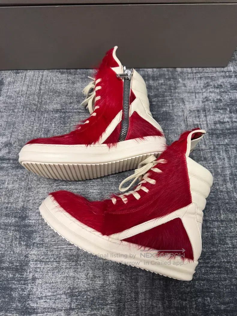 Rick Owens Rick Owens Main line red horsehair inverted triangle shoes Size US 5 / EU 37 - 4 Thumbnail