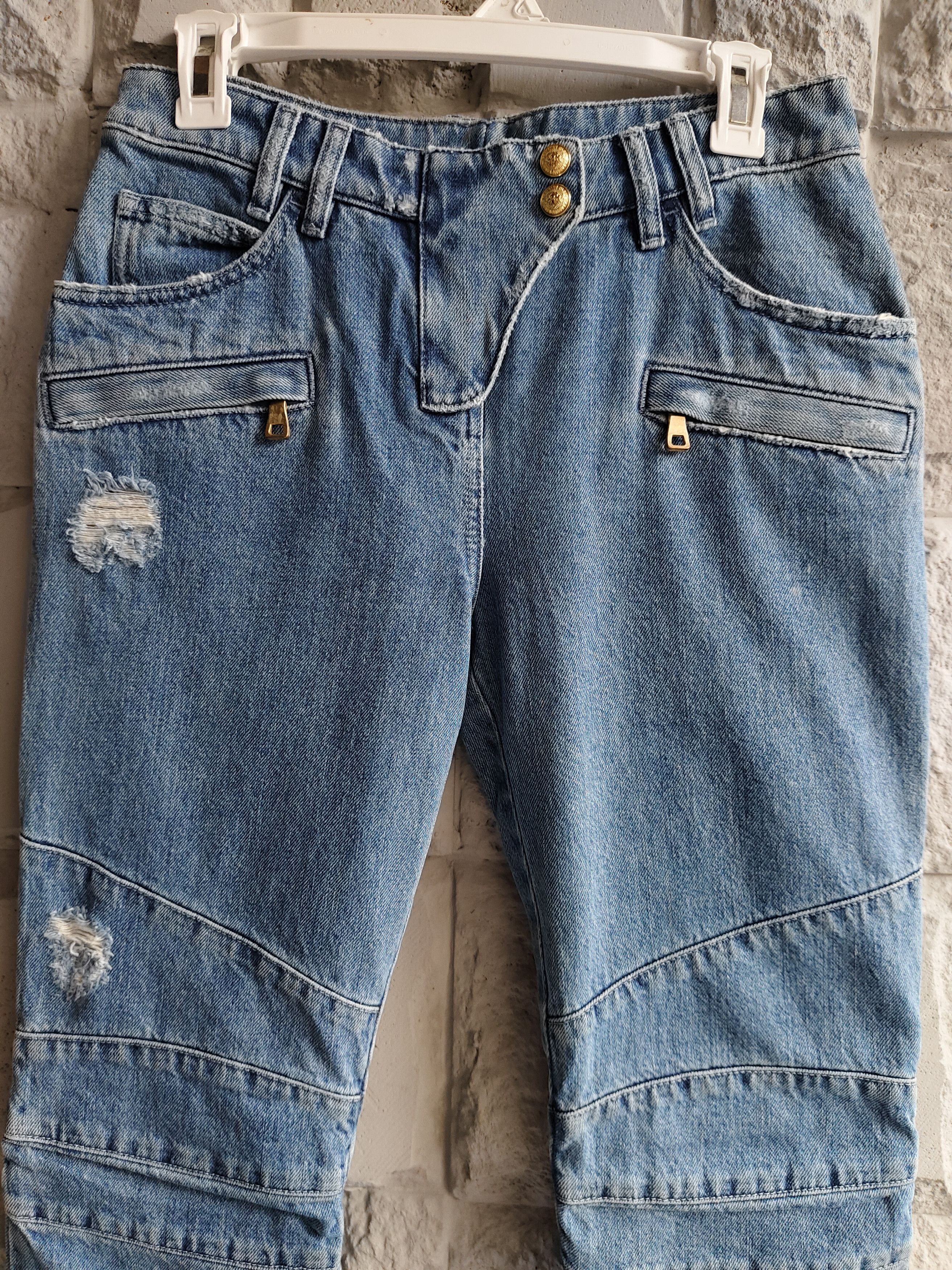 Balmain GRAIL🔥Balmain Distressed Cropped Bikers Jeans Size 28" / US 6 / IT 42 - 3 Thumbnail