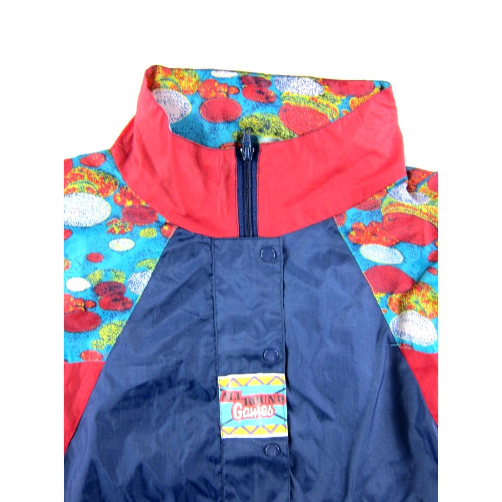 Vintage Vintage Unbranded Jacket Men XL Hooded Windbreaker Blue Red All Around Games - Size US XL / EU 56 / 4 - 3 Thumbnail