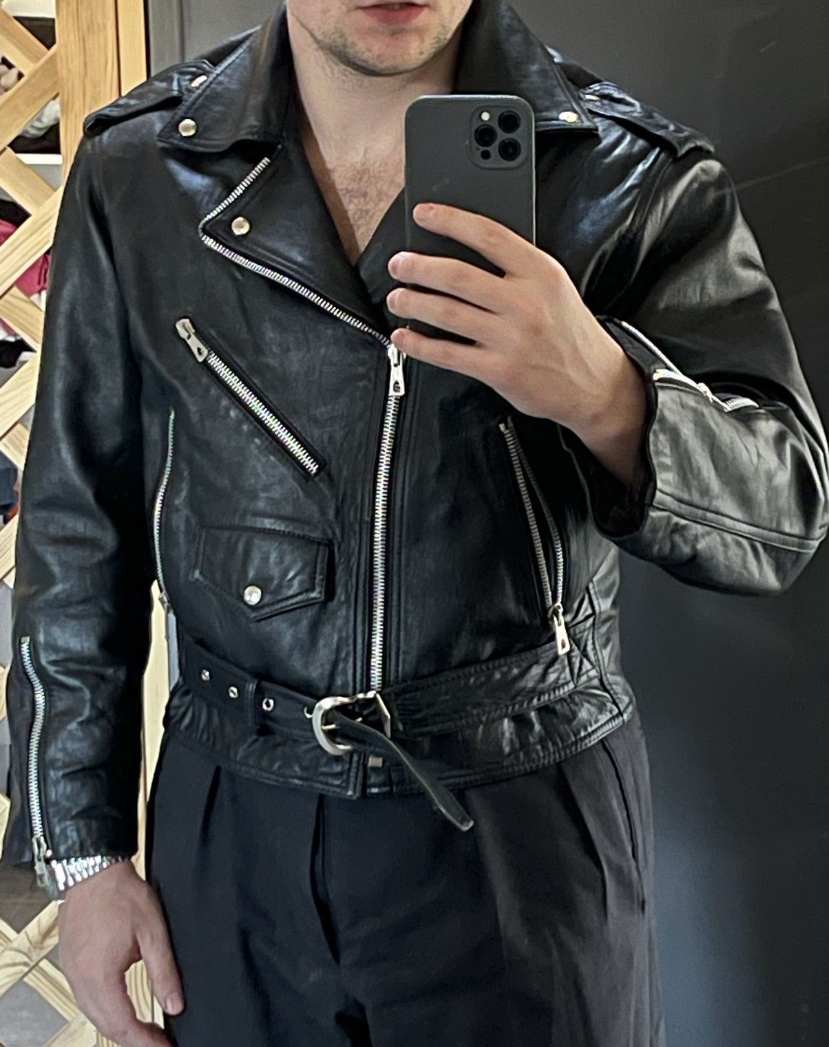 Designer Perfecto black leather jacket Size US L / EU 52-54 / 3 - 7 Thumbnail