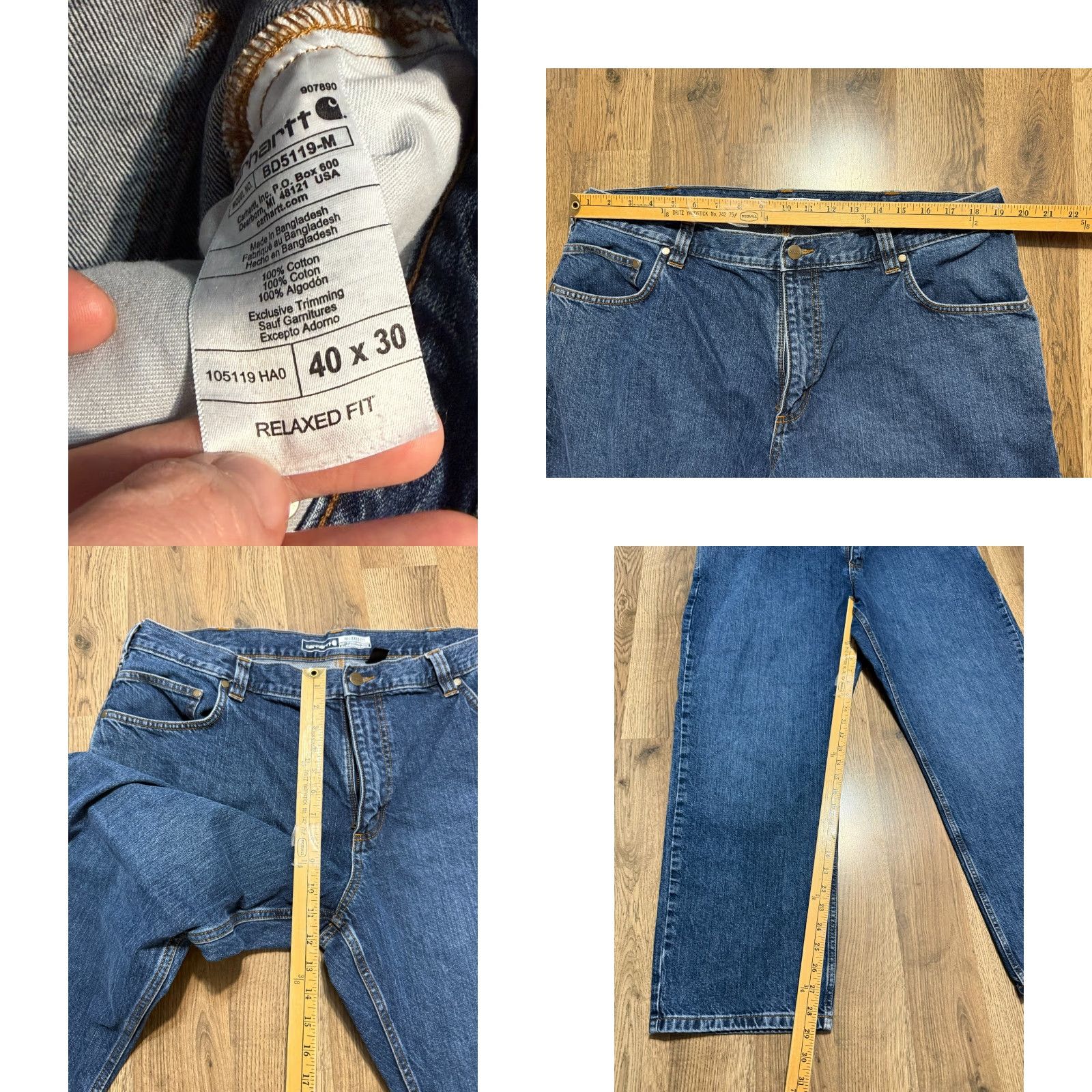 Carhartt Carhartt Jeans Mens Size 40x30 Blue Denim Relaxed Fit Straight Leg 5-Pocket Pocket Size US 40 / EU 56 - 8 Thumbnail