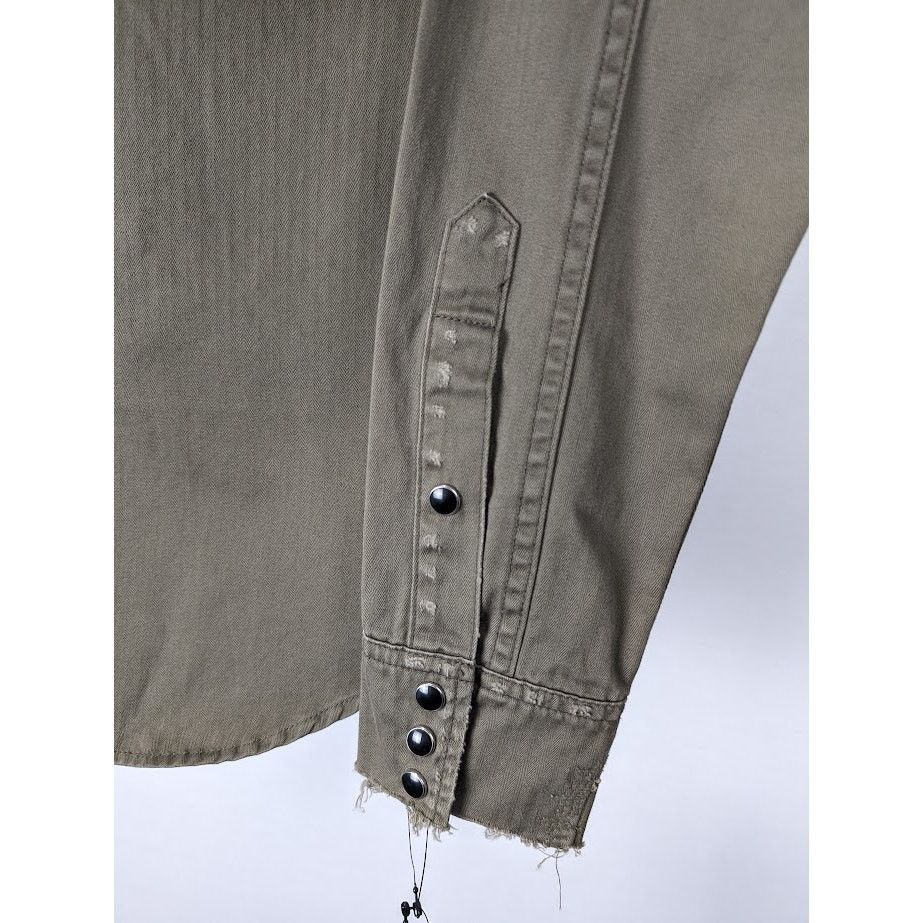 Saint Laurent Paris o1rshd1 Classic Western Shirt in Khaki Stonewash Size US M / EU 48-50 / 2 - 9 Thumbnail
