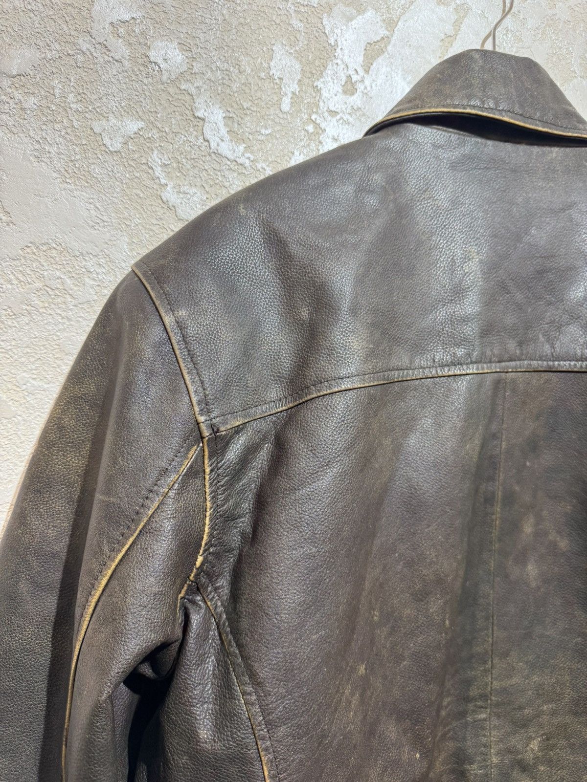 Ben Sherman Ben Sherman Vintage Heavy Faded Leather Jacket Size XL Size US XL / EU 56 / 4 - 12 Thumbnail