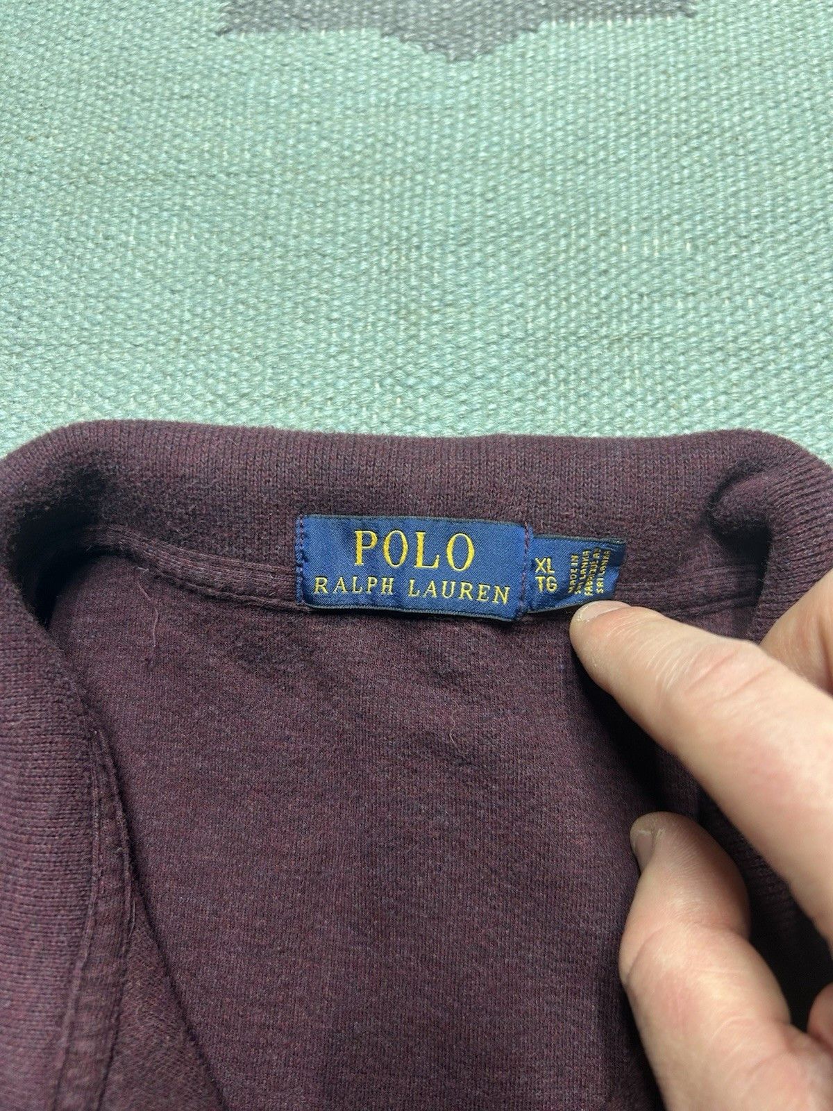 Vintage Vtg Polo Ralph Lauren 1/4 zip shirt sweater cotton maroon XL Size US XL / EU 56 / 4 - 4 Thumbnail