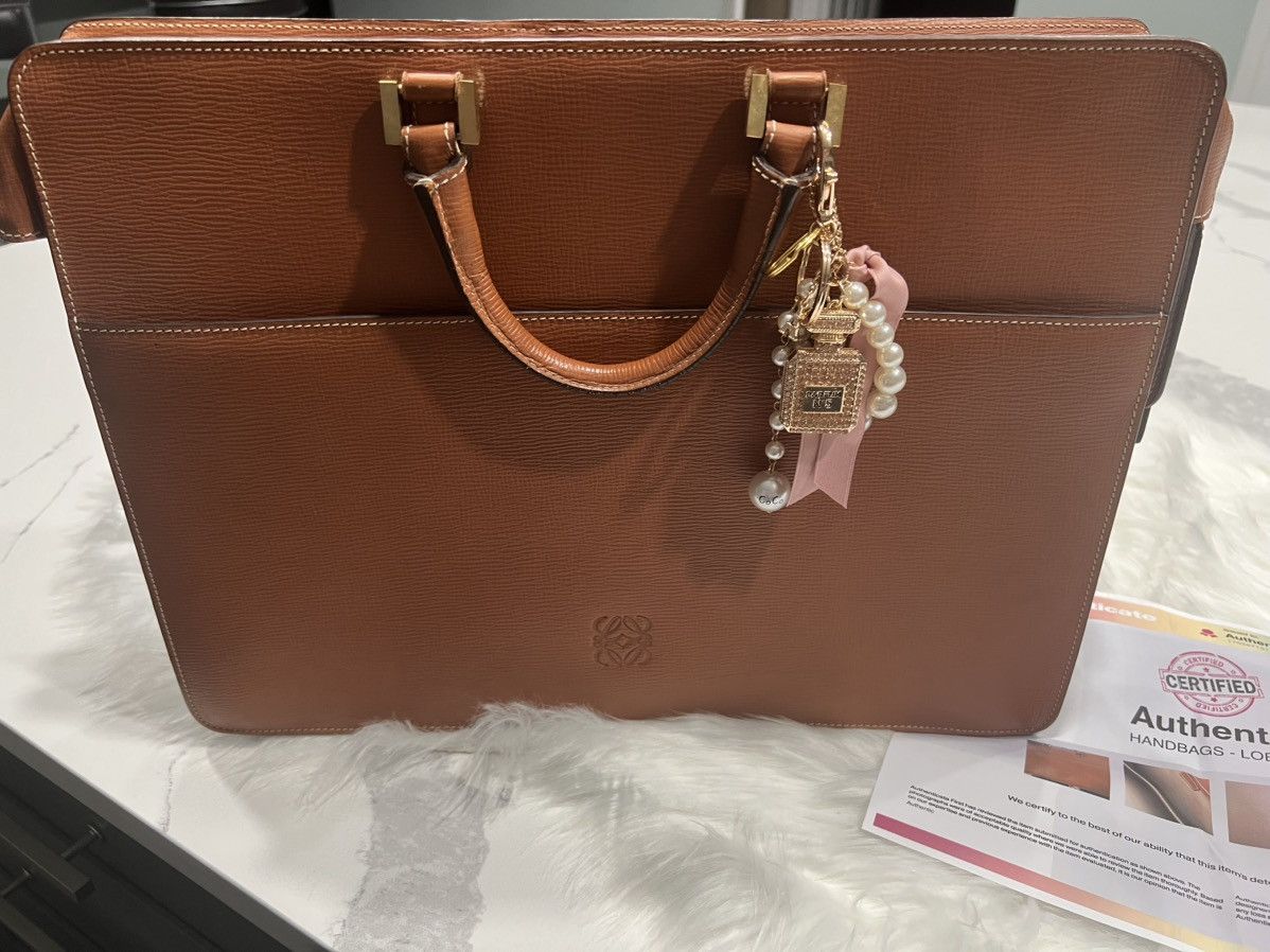 Loewe Loewe Structured Leather Briefcase Tote – Tan Calfskin Size ONE SIZE - 9 Thumbnail
