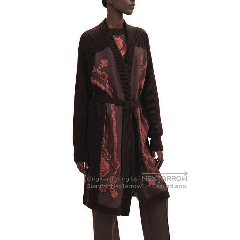 Hermes Hermes Caramel Color Block Printed Long Cardigan Size XS / US 0-2 / IT 36-38 - 1 Thumbnail