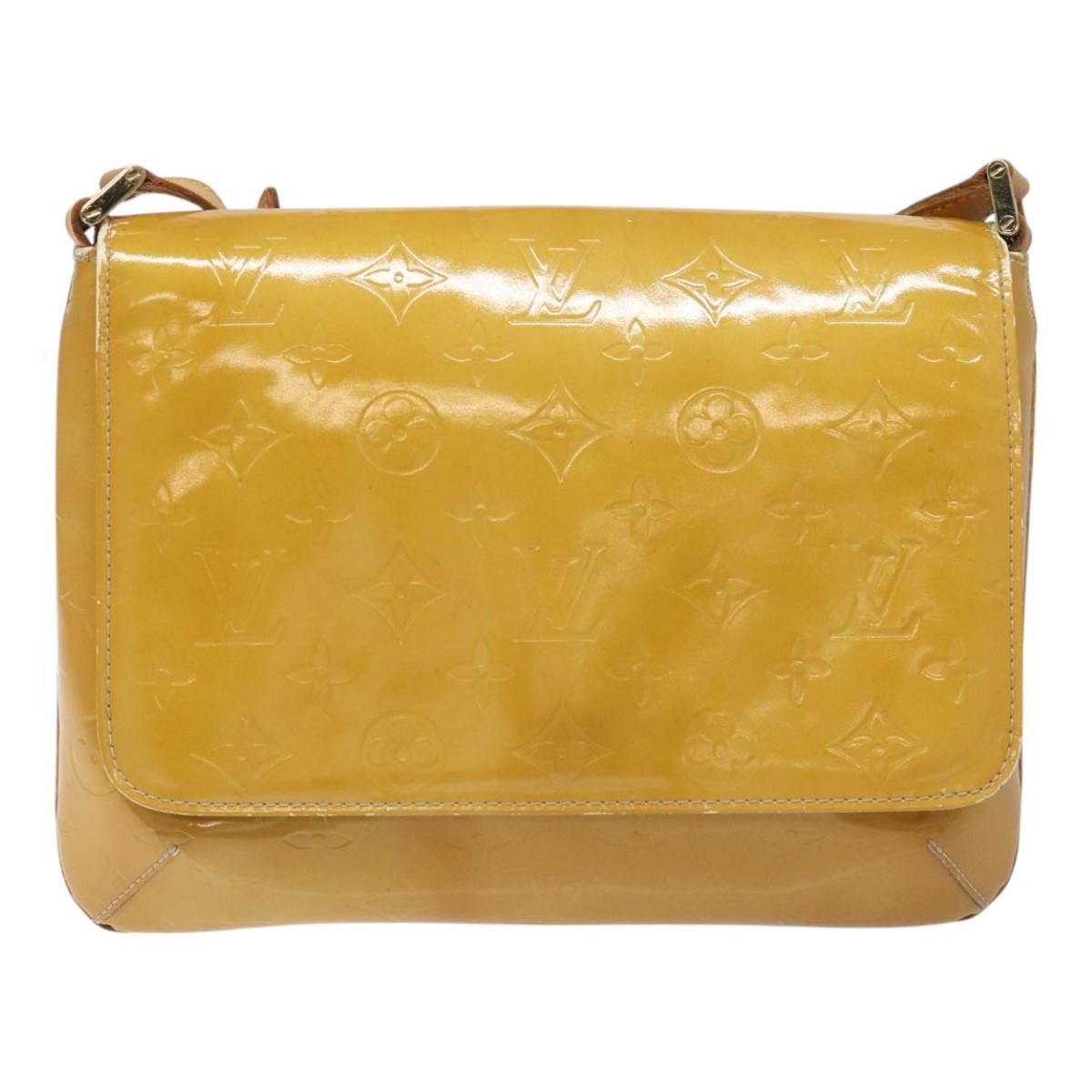 Thompson Street Beige Patent Leather Shoulder Bag