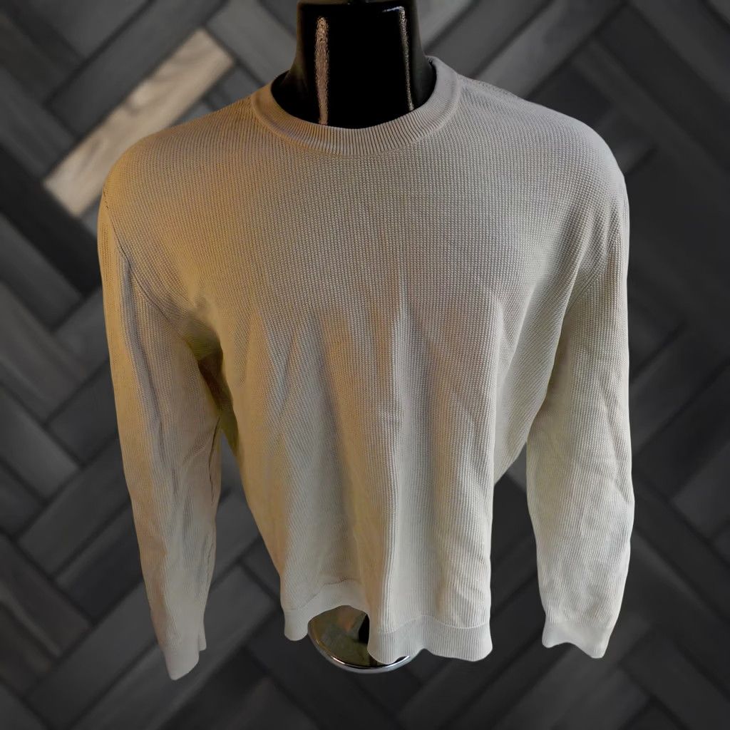 Zara ZARA Crew Neck Pullover Sweater Ivory XL Mens Ribbed Banded Collar Cuffs Waistband Great Condition Size US XL / EU 56 / 4 - 1 Thumbnail