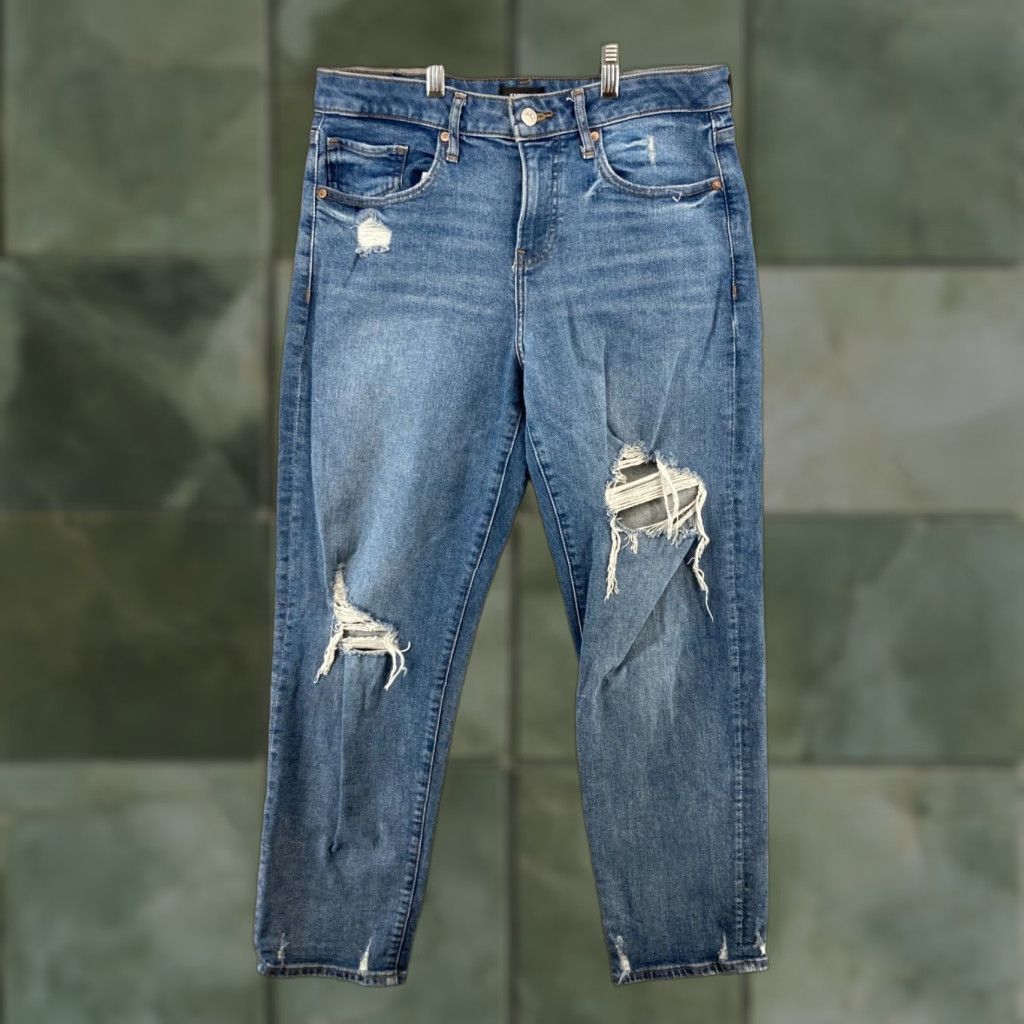 Express Express Wide Leg Jeans 6 High Rise Relaxed Fit Blue Distressed 90s Womens Size 28" / US 6 / IT 42 - 1 Thumbnail