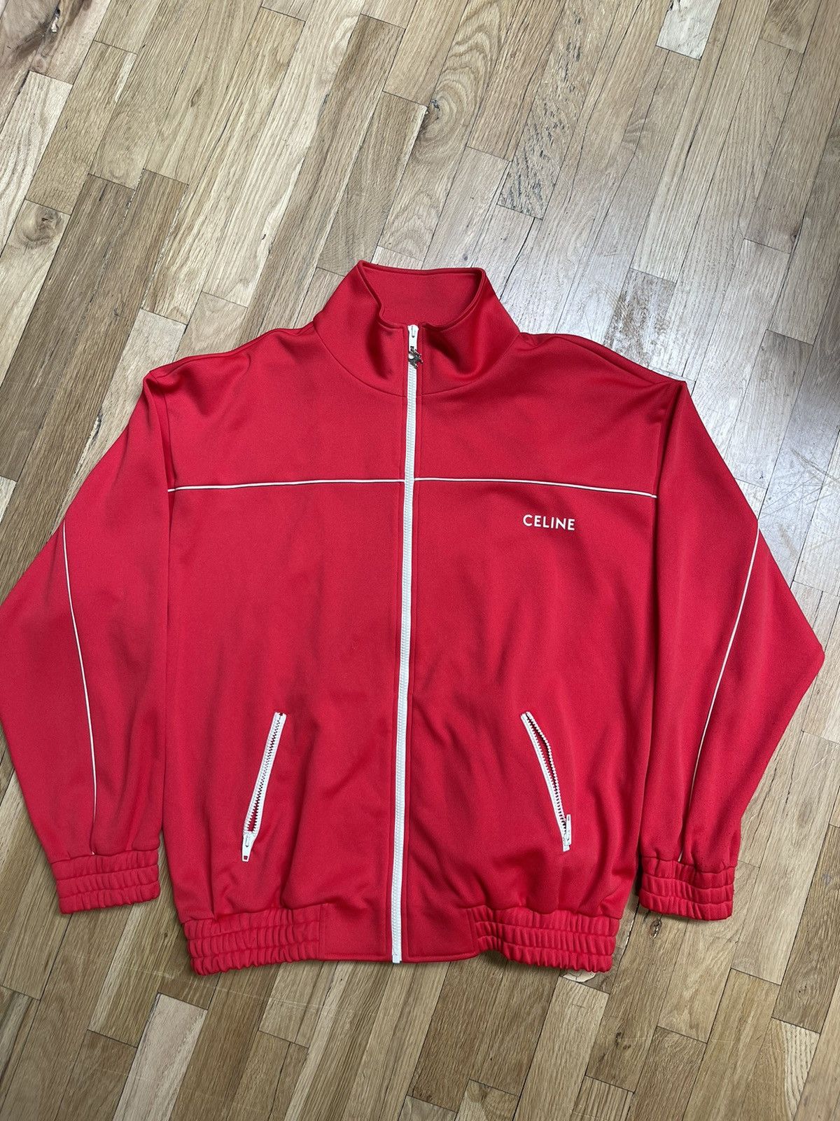 image of Celine Track Zip-Up in Red, Men's (Size XL)