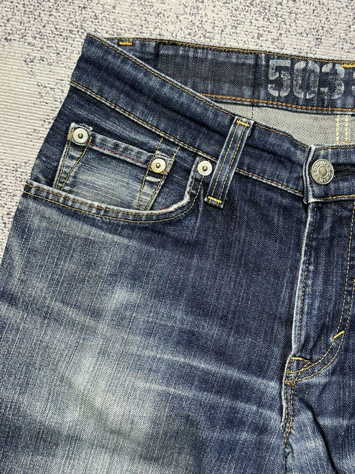 Kapital Edwin 503 Skinny Slim Blue Trip Distressed Denim Size US 30 / EU 46 - 7 Thumbnail