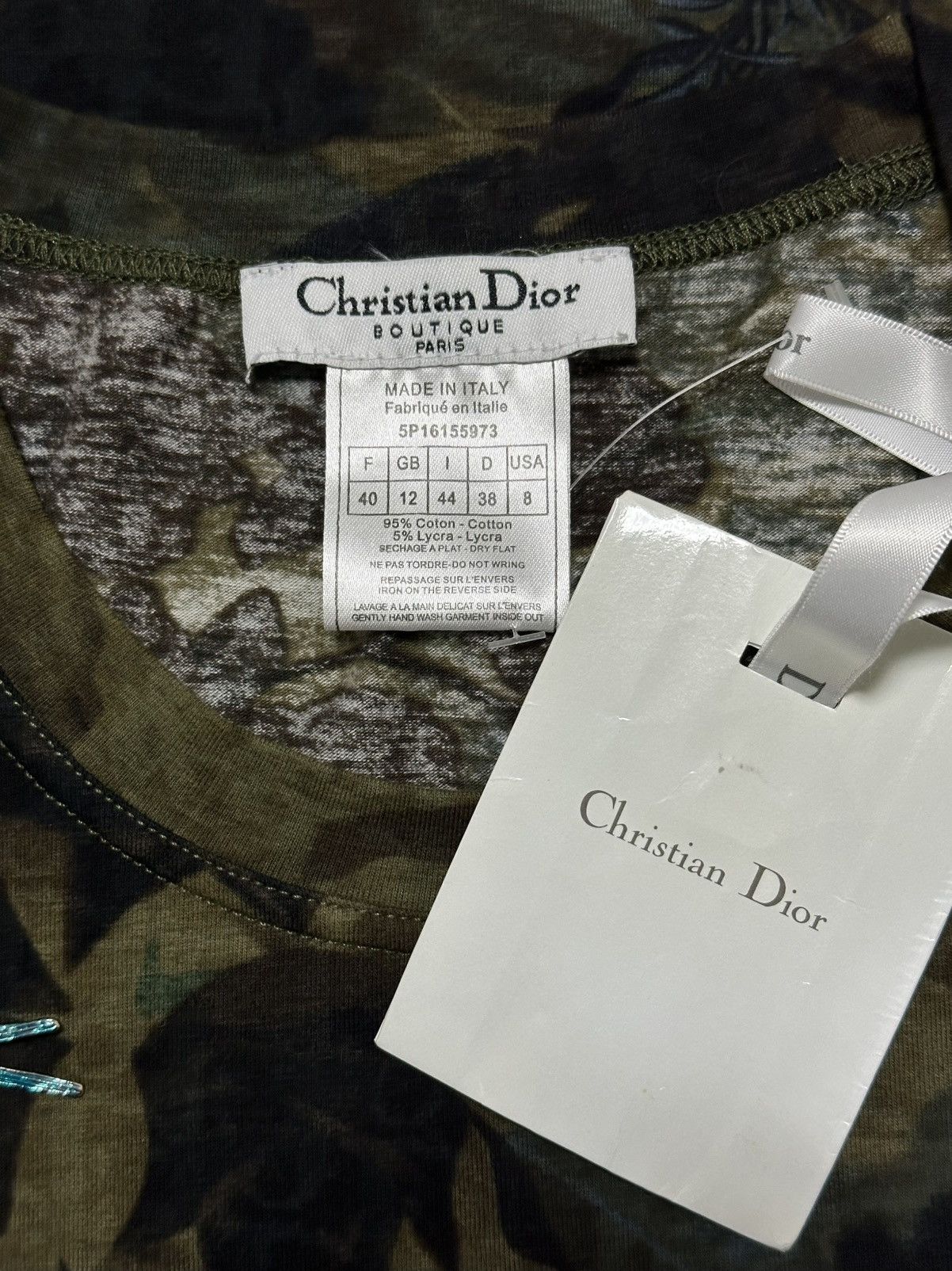 Dior DIOR 2005ss Camouflage Floral Embroidery T-Shirt with Broach Size M / US 6-8 / IT 42-44 - 7 Thumbnail