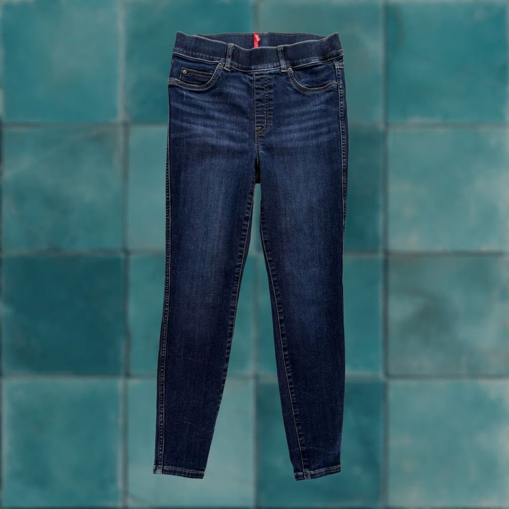 Spanx VINTAGE Spanx Pull On Skinny Jeans Womens Medium Dark Wash Blue Mid Rise Stretch Denim Size 32" / US 10 / IT 46 - 1 Thumbnail