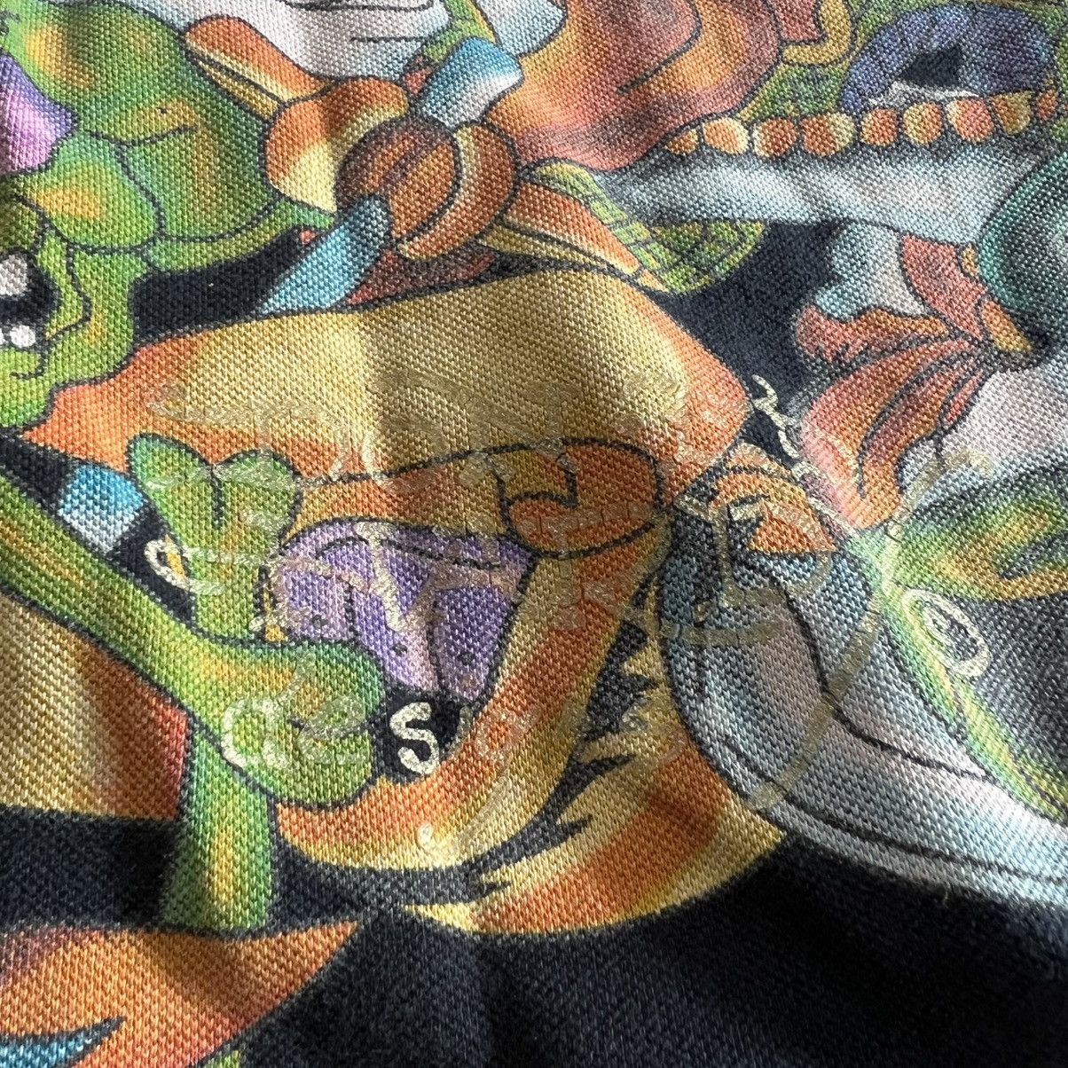 Ed Hardy Ed Hardy Distressed Long Sleeve Black Polo Shirt AOP Size US XL / EU 56 / 4 - 11 Thumbnail