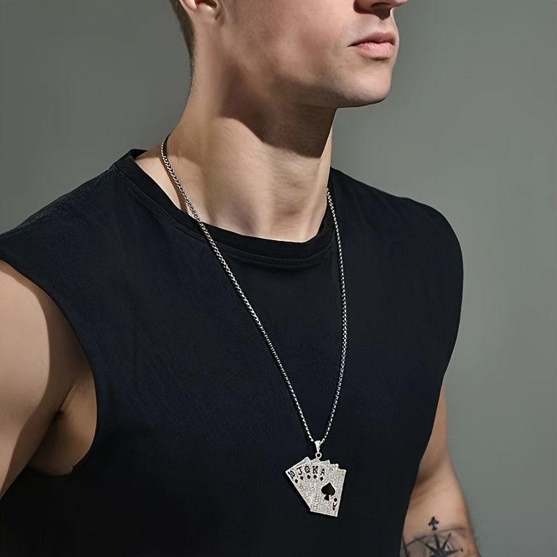 Jewelry Hip-Hop Poker Pendant Necklace Size ONE SIZE - 4 Thumbnail