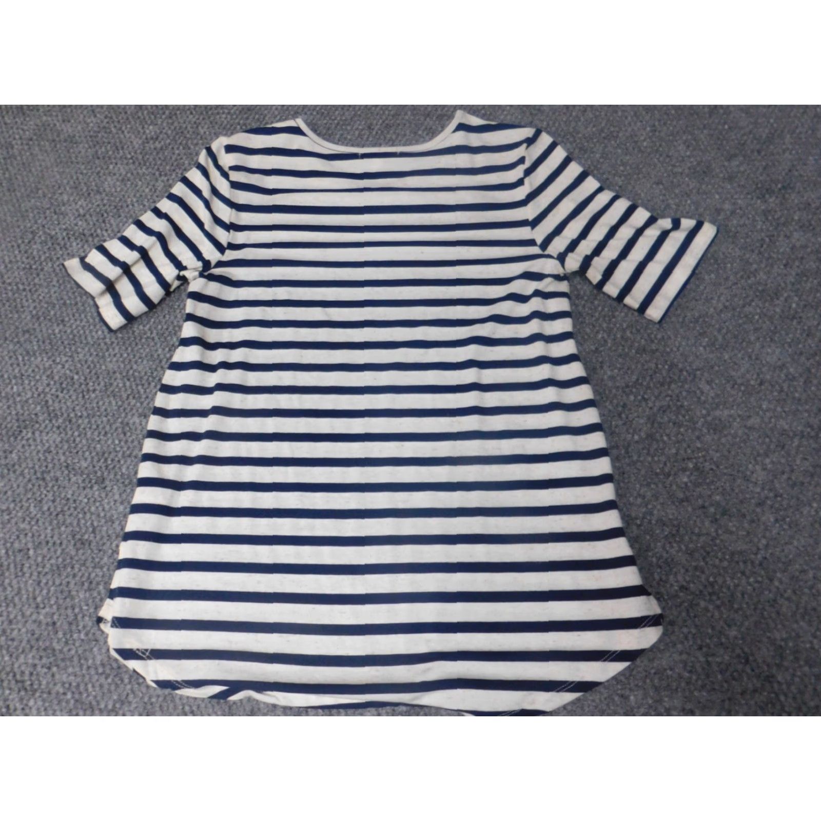 Vintage 89th & Madison Womens Blouse Short Sleeve Crew Neck Pullover Blue Striped S Small Regular Stretch Button Casual Vintage: No Size S / US 4 / IT 40 - 7 Thumbnail