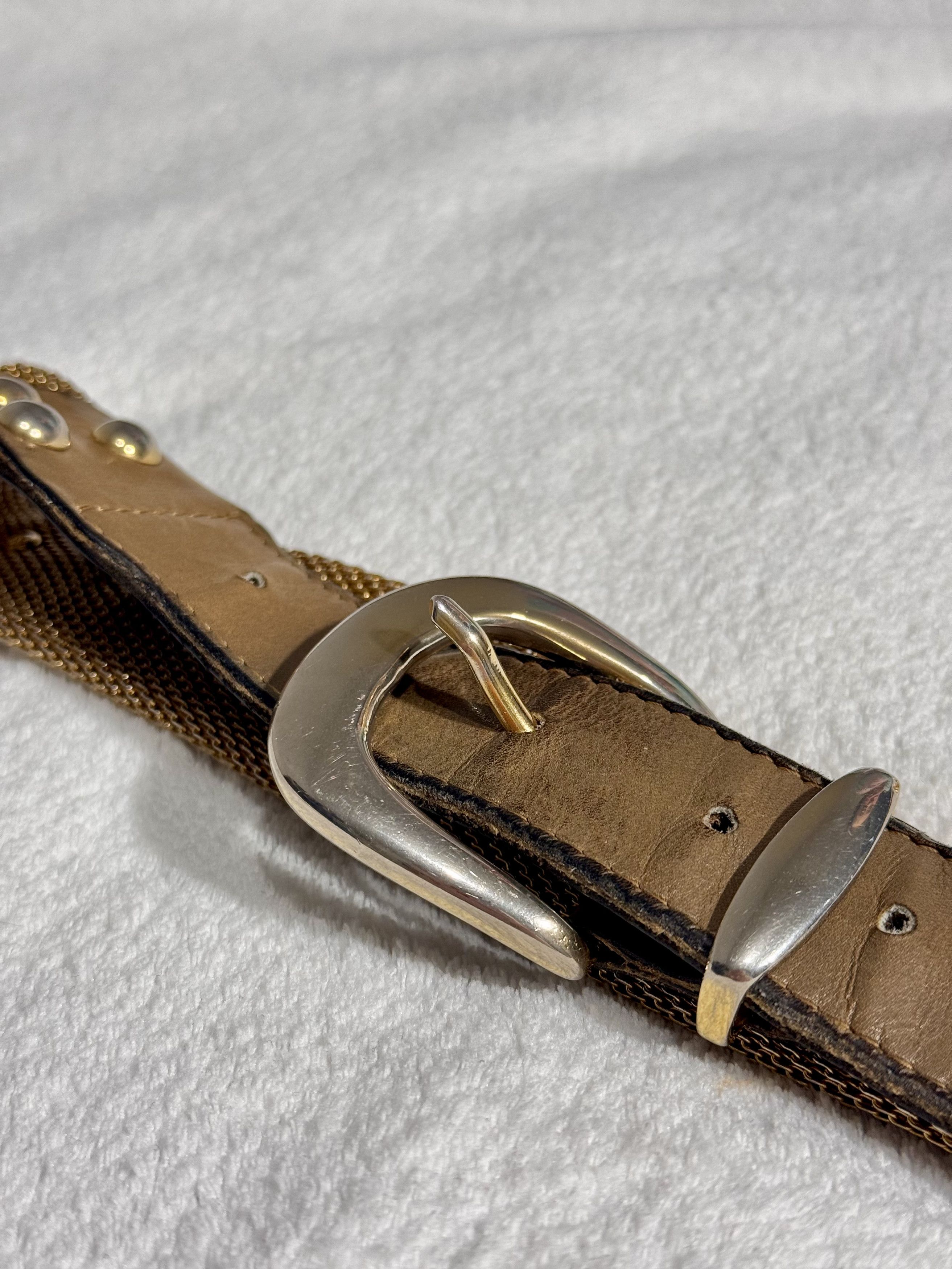 Escada Vintage Escada Bronze Mesh Chainmail Belt with Studs 1980s Size ONE SIZE - 4 Thumbnail