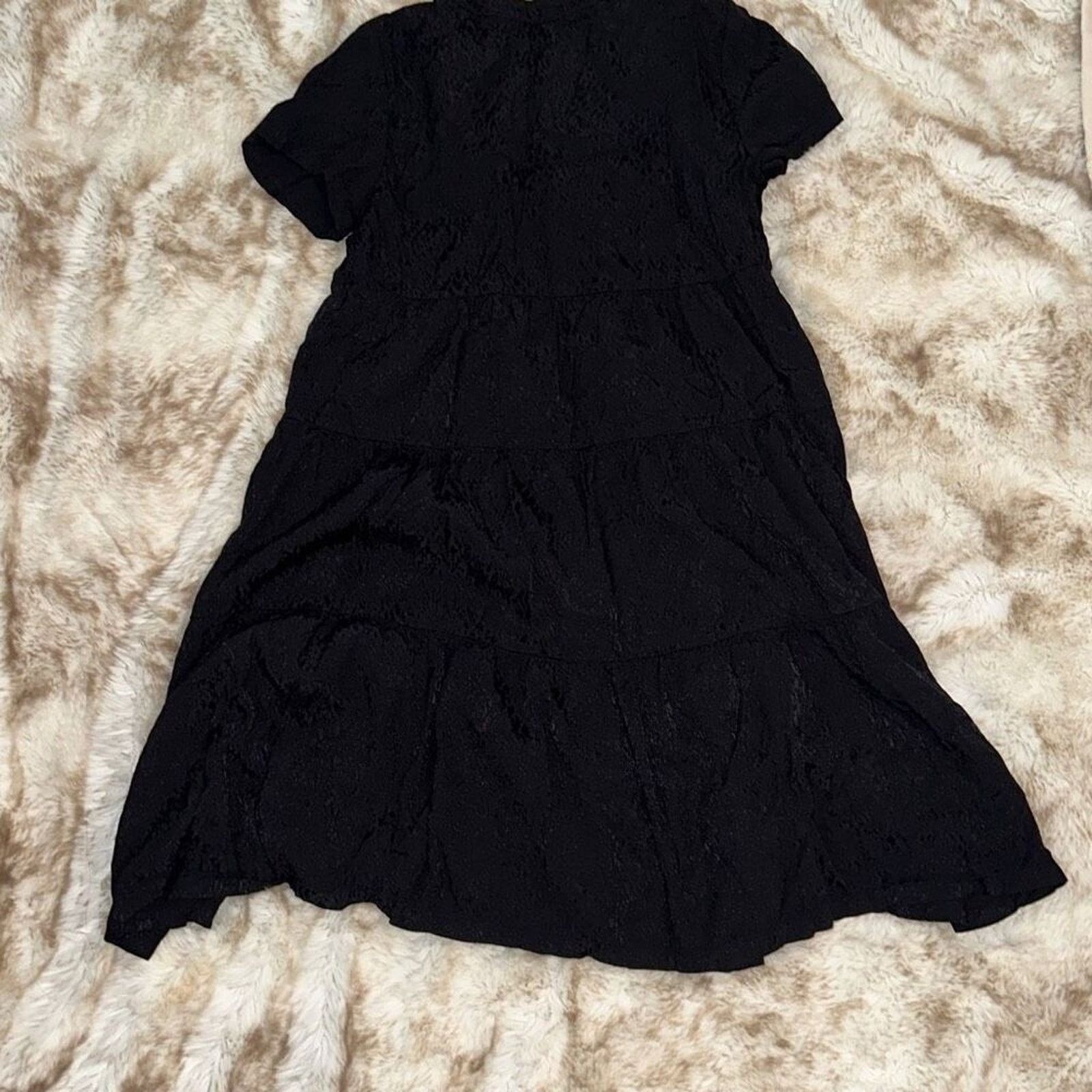 Anthropologie Maeve by Anthropologie Tiered Black Mini Dress | Sz XS Size XS / US 0-2 / IT 36-38 - 8 Thumbnail