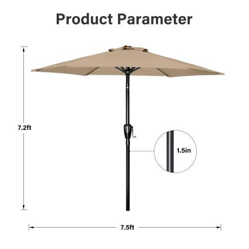 Designer × Homemade 7.5ft Patio Outdoor Table Market Yard Umbrella with Push But Size US L / EU 52-54 / 3 - 8 Thumbnail