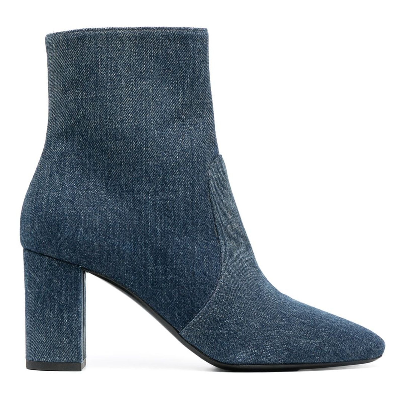 Saint Laurent Lou 75 Blue Jeans Denim YSL Zip Block Heel