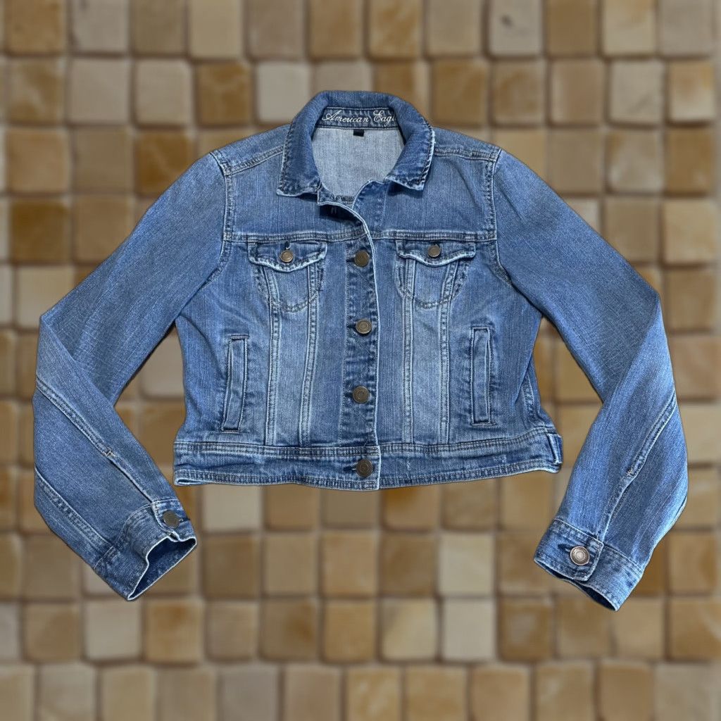American Eagle Outfitters VINTAGE American Eagle Denim Jacket Womens Large Blue Long Sleeve Button Up Collared Pockets Size L / US 10 / IT 46 - 1 Thumbnail