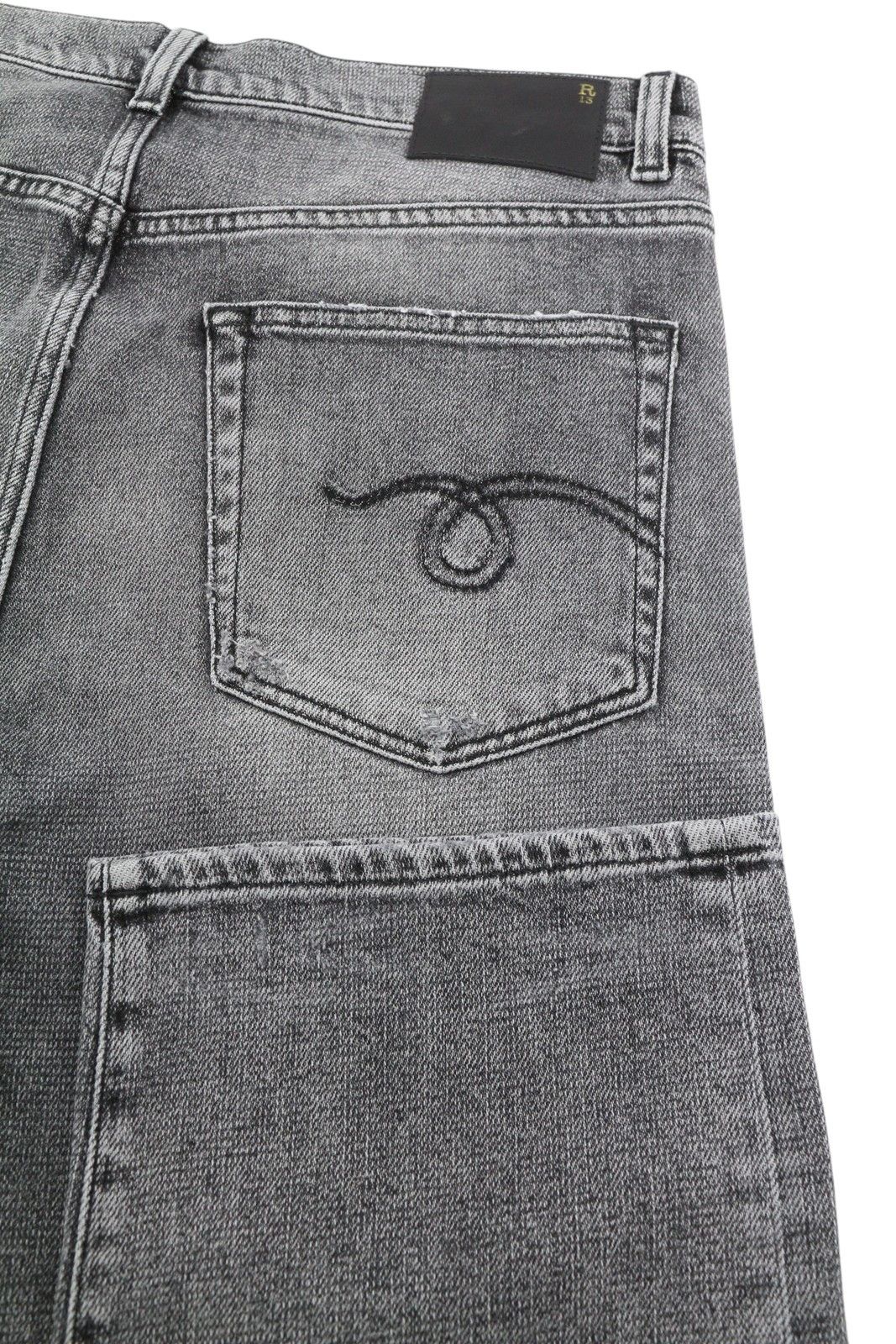 R13 BOYFRIEND 29 Vintage Grey Distress Washed Faded 85464 Size 29" - 6 Thumbnail