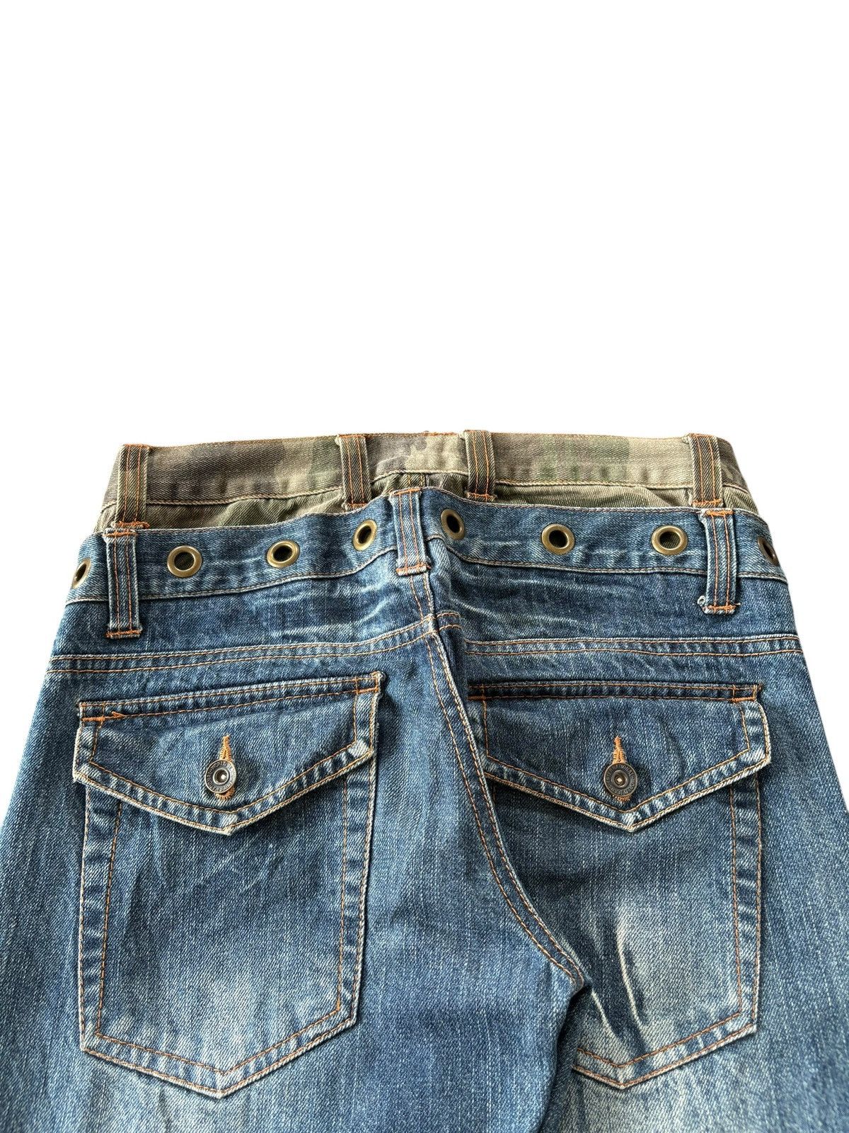 Yasuyuki Ishii Vintage Japan Nylaus Double Waist Faded Distress Flare Jeans Size US 30 / EU 46 - 4 Thumbnail