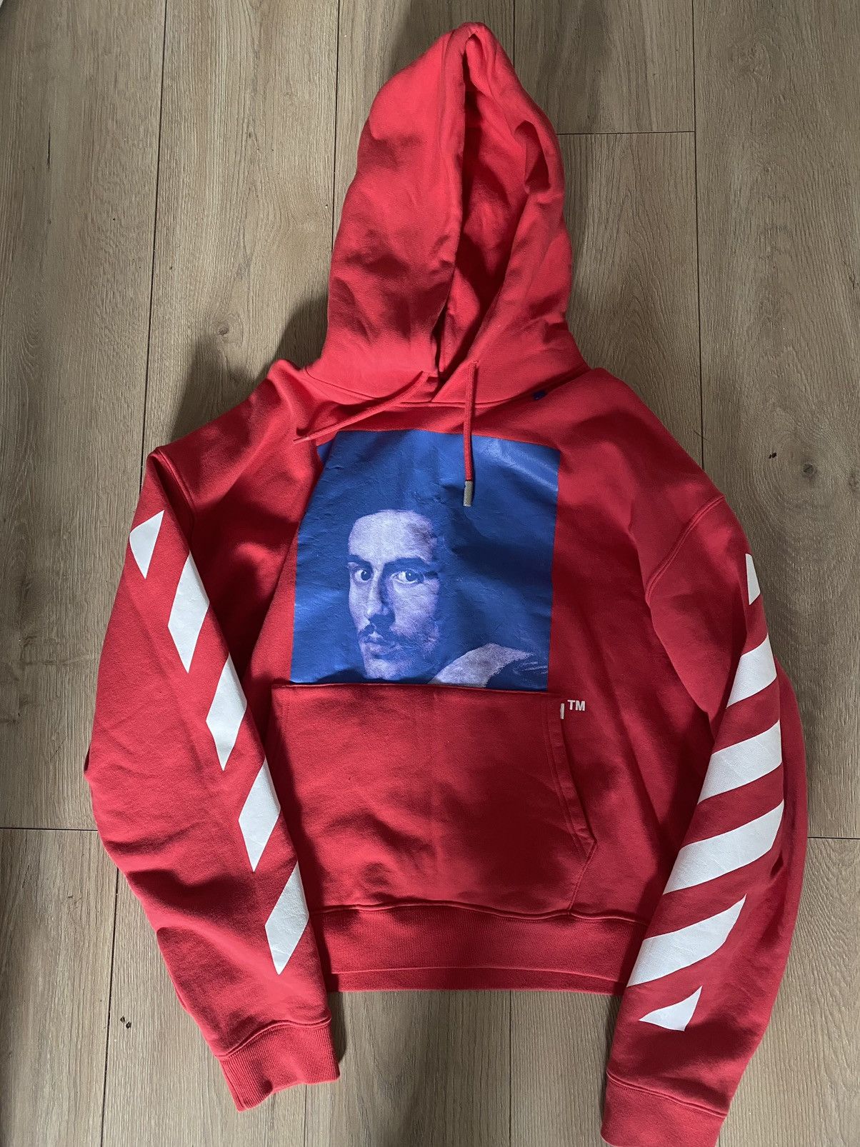 image of Off White Business Casual Hoodie 2018 in Red, Men's (Size Large)