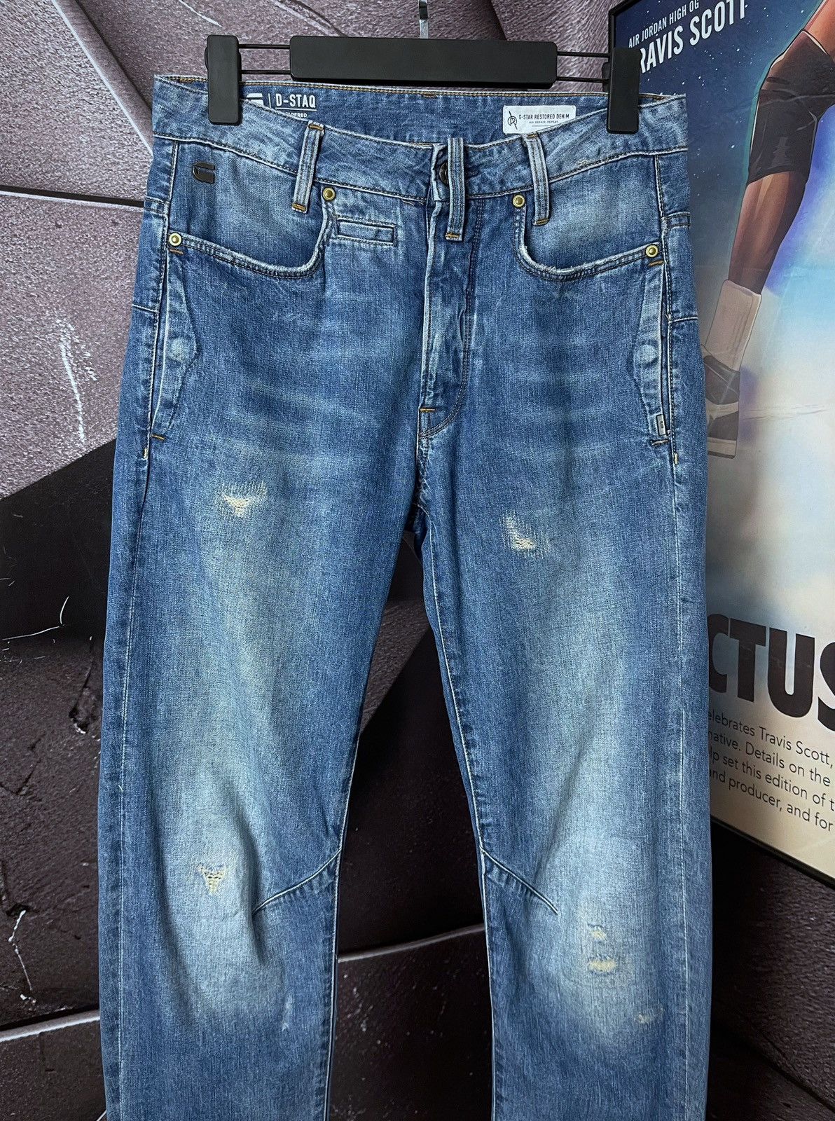 G-Star G-Star Raw D-Staq 3D Tapered Distressed Blue Denim W28 L34 Size US 28 / EU 44 - 2 Thumbnail