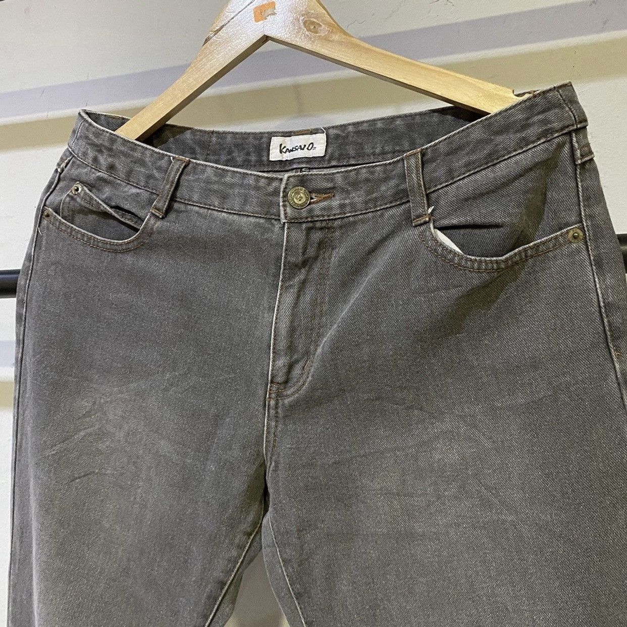 Kansai Yamamoto Kansai 02 Flare Jeans: Button Hem Denim Boot Cut, Y2K Size US 32 / EU 48 - 4 Thumbnail
