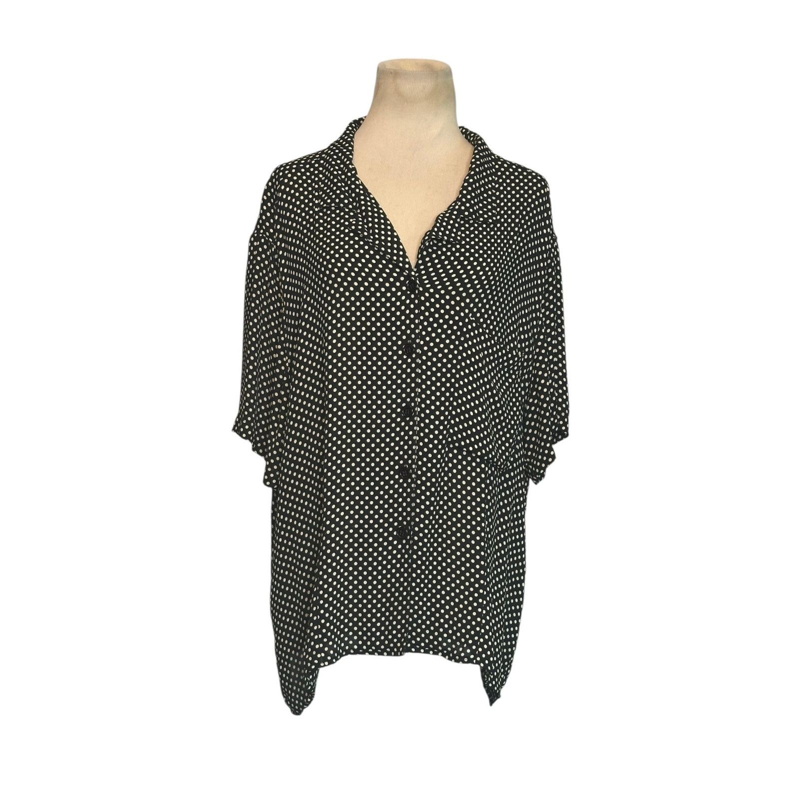 Jones New York Jones New York black cream polka dots casual shirt size 20W Size XXL / US 16-18 / IT 52-54 - 1 Thumbnail