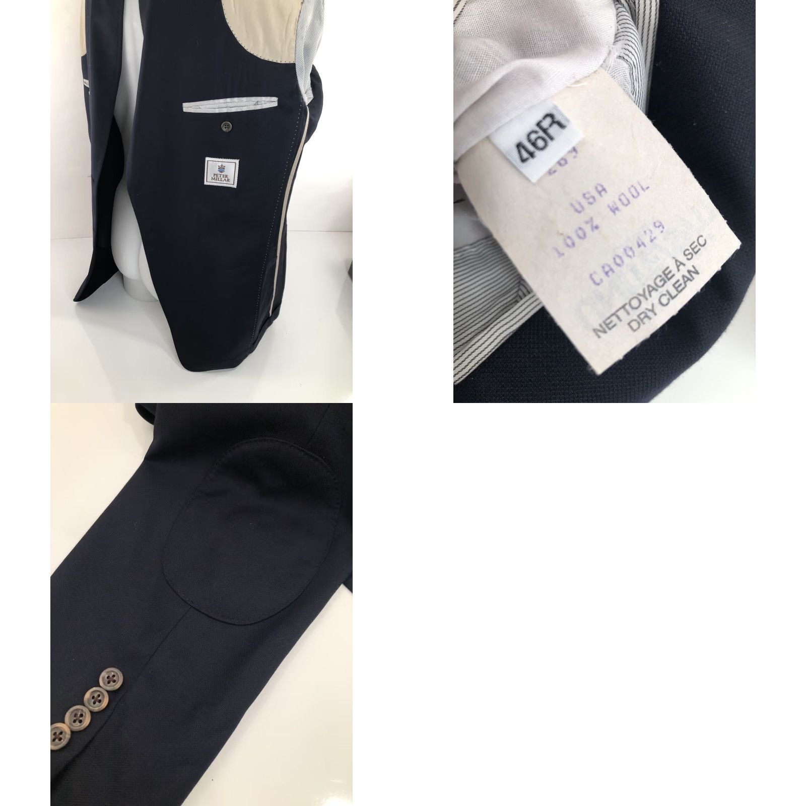 Peter Millar PETER MILLAR Blazer 46 R Wool ELBOW PATCH Unstructured - Blue - Men - 100% WOOL - EXCELLENT Size 46R - 8 Thumbnail