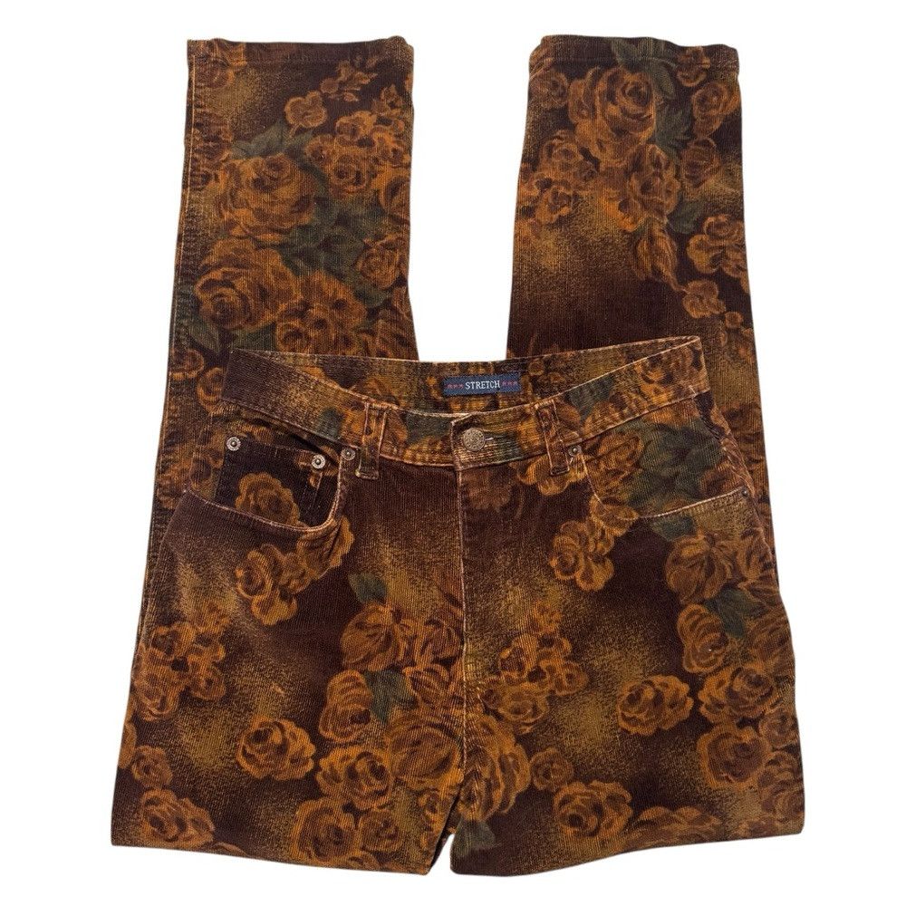 Bill Blass Vintage Bill Blass Corduroy Floral Straight Leg Pants Jeans Size 27" / US 4 / IT 40 - 2 Thumbnail