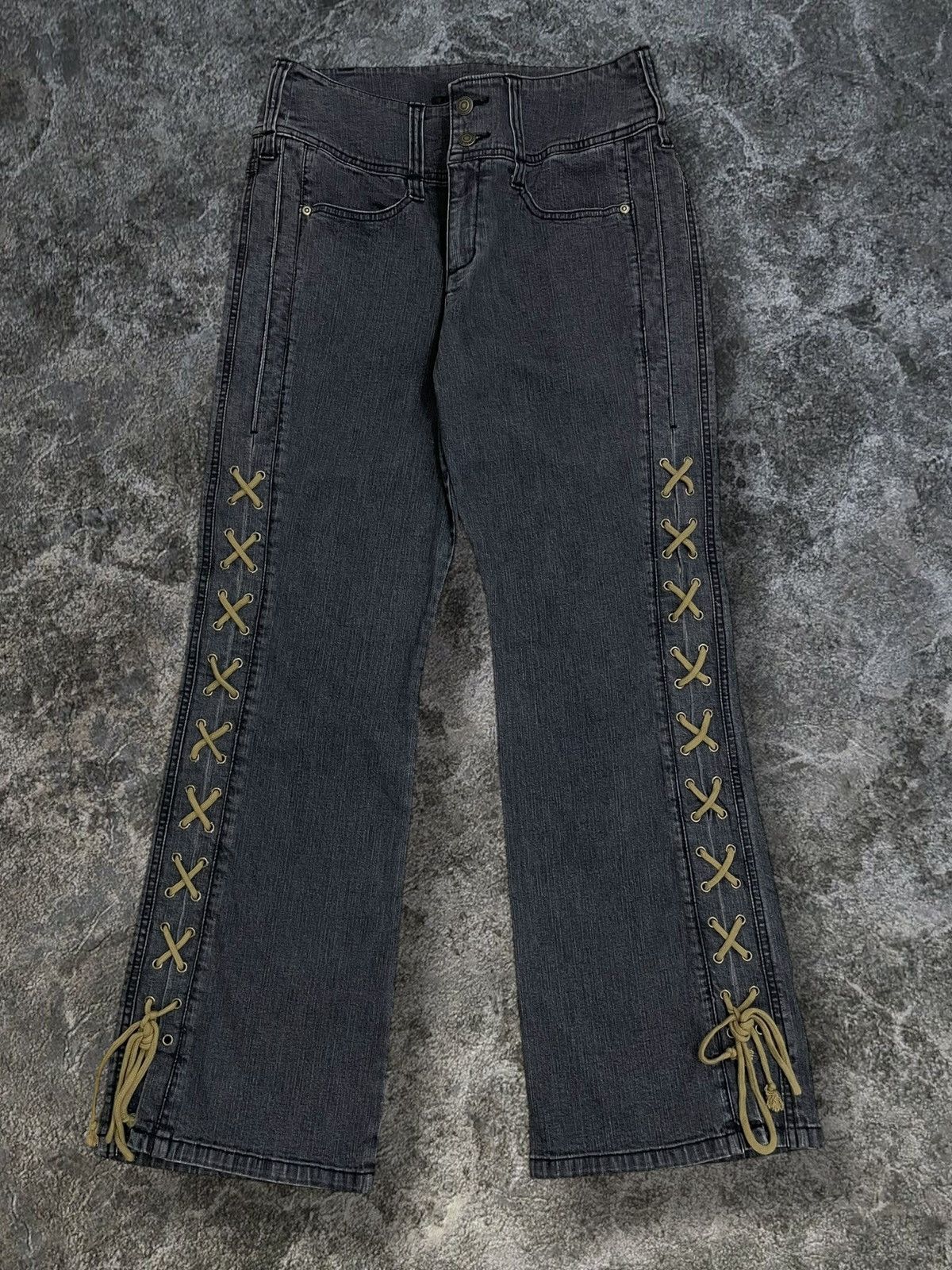 Designer × Japanese Brand × Vintage Vintage Japan Designer 90’s Smile Land Lace Flared Denim Size US 32 / EU 48 - 1 Thumbnail