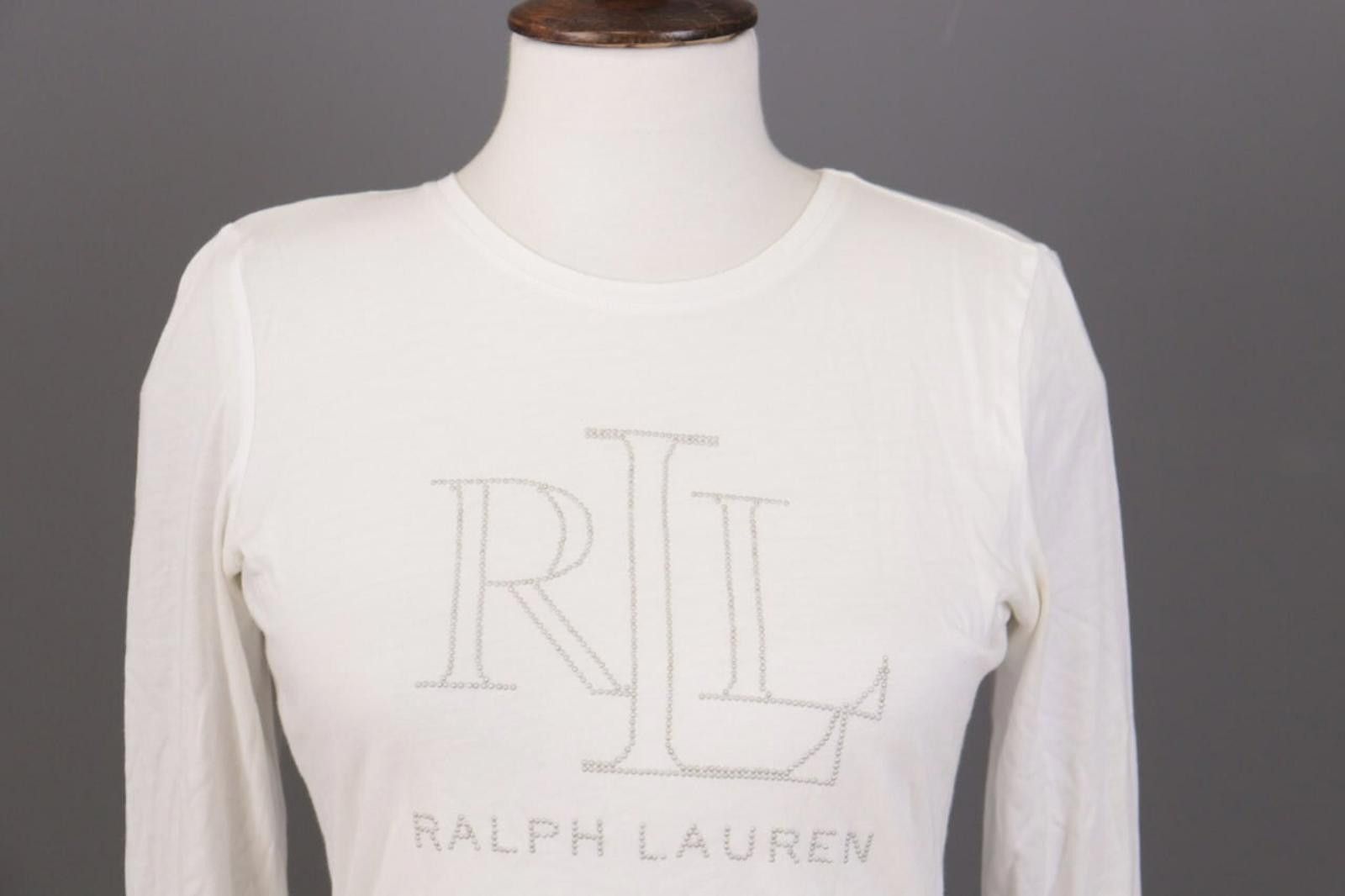 Lauren Ralph Lauren Lauren Ralph Lauren White Stretch Big Logo Top Shirt Size S Size S / US 4 / IT 40 - 2 Thumbnail
