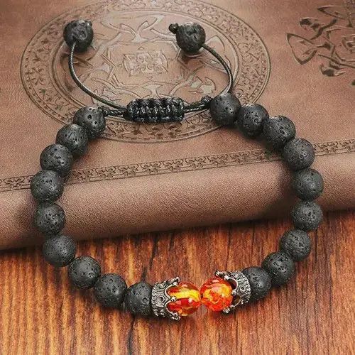 Handmade Adjustable Black Lava Stone Bracelet Size ONE SIZE - 4 Thumbnail